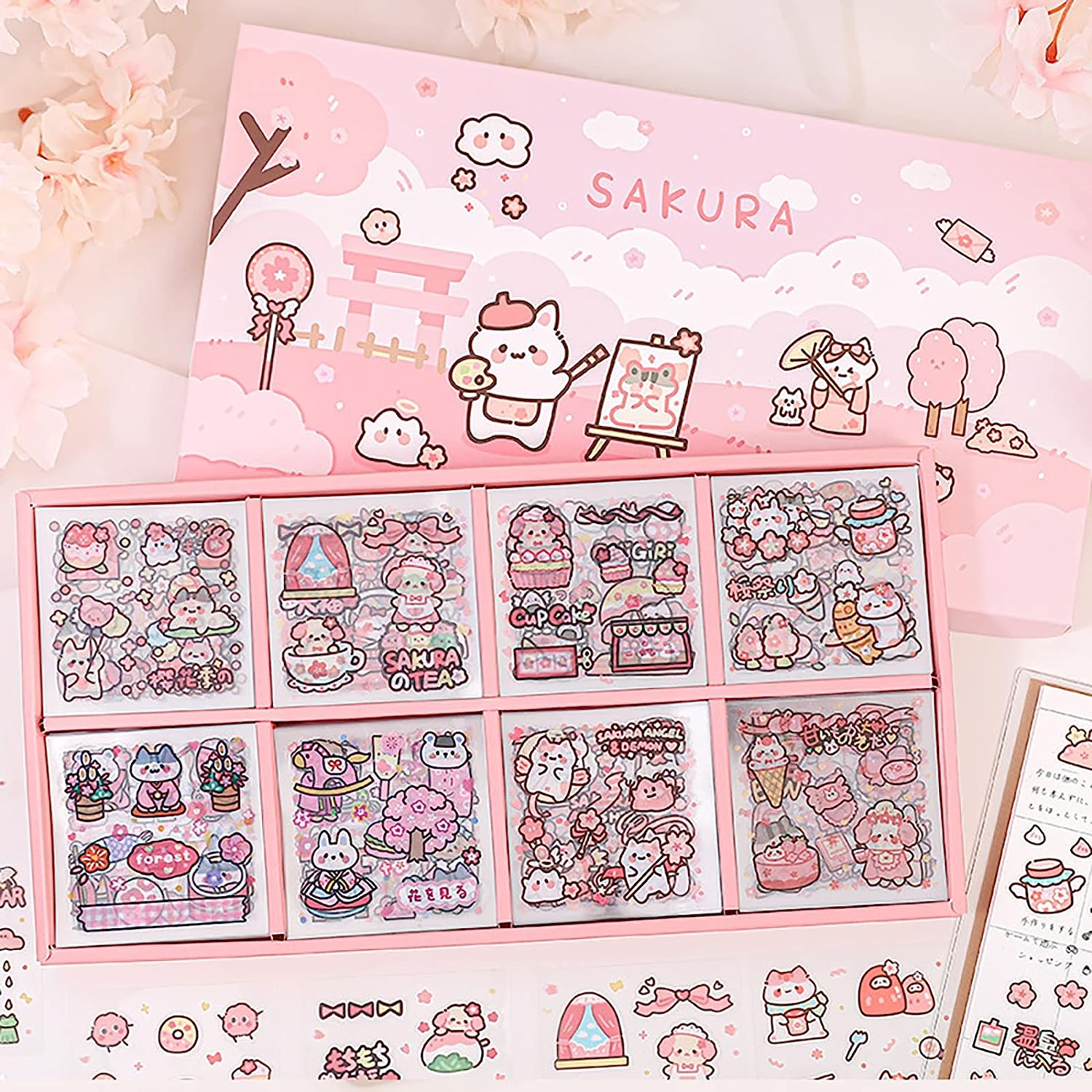 Doraking Vinyl Transparent Flower Stickers - Kawaii Cute Stickers for Journaling & Scrapbooking - 200 Sheets - Kids, Teens & Adults image number 6