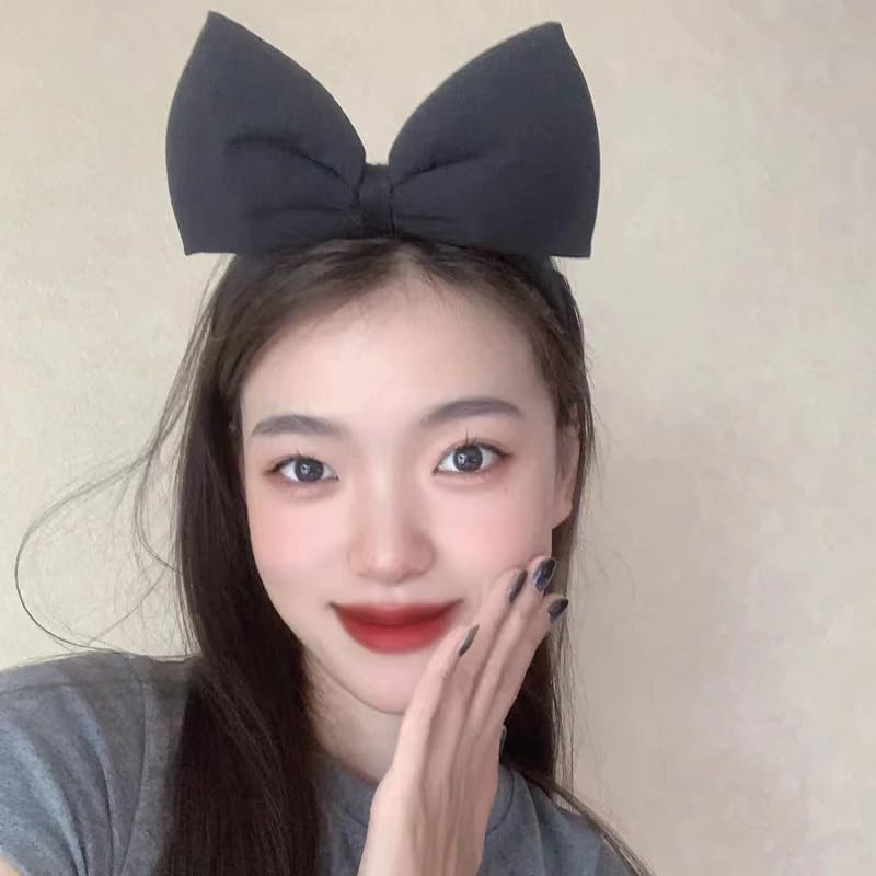 Black Hair Bow Bowknot Headbands for Women Girls Big Bow Headband Head Bands with Bow Hair Bands for Women'S Hair Non Slip Cosplay Headband Birthday Christmas Party Hair Accessories for Women