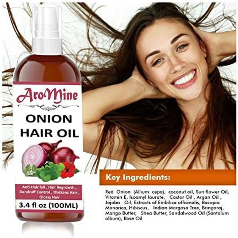 Aromine Natural & Organic ONION Oil for Hair Growth- No Mineral Oil, No Silicones, 100Ml image number 1