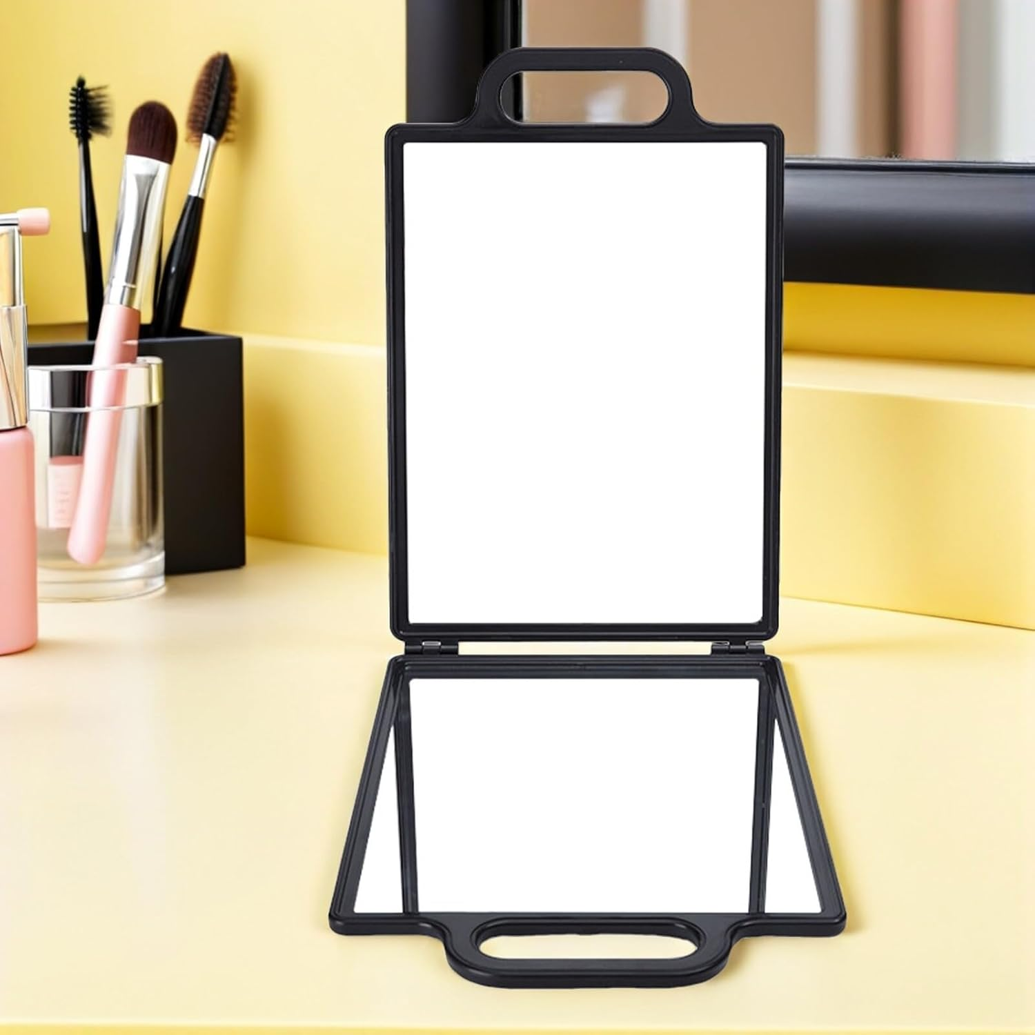 SHERCHPRY Professional Double-Sided Folding Hairdresser Mirror for Salon Use Portable Unbreakable Rearview Tool for Precise Cutting Styling and Grooming in Barber Shops image number 1