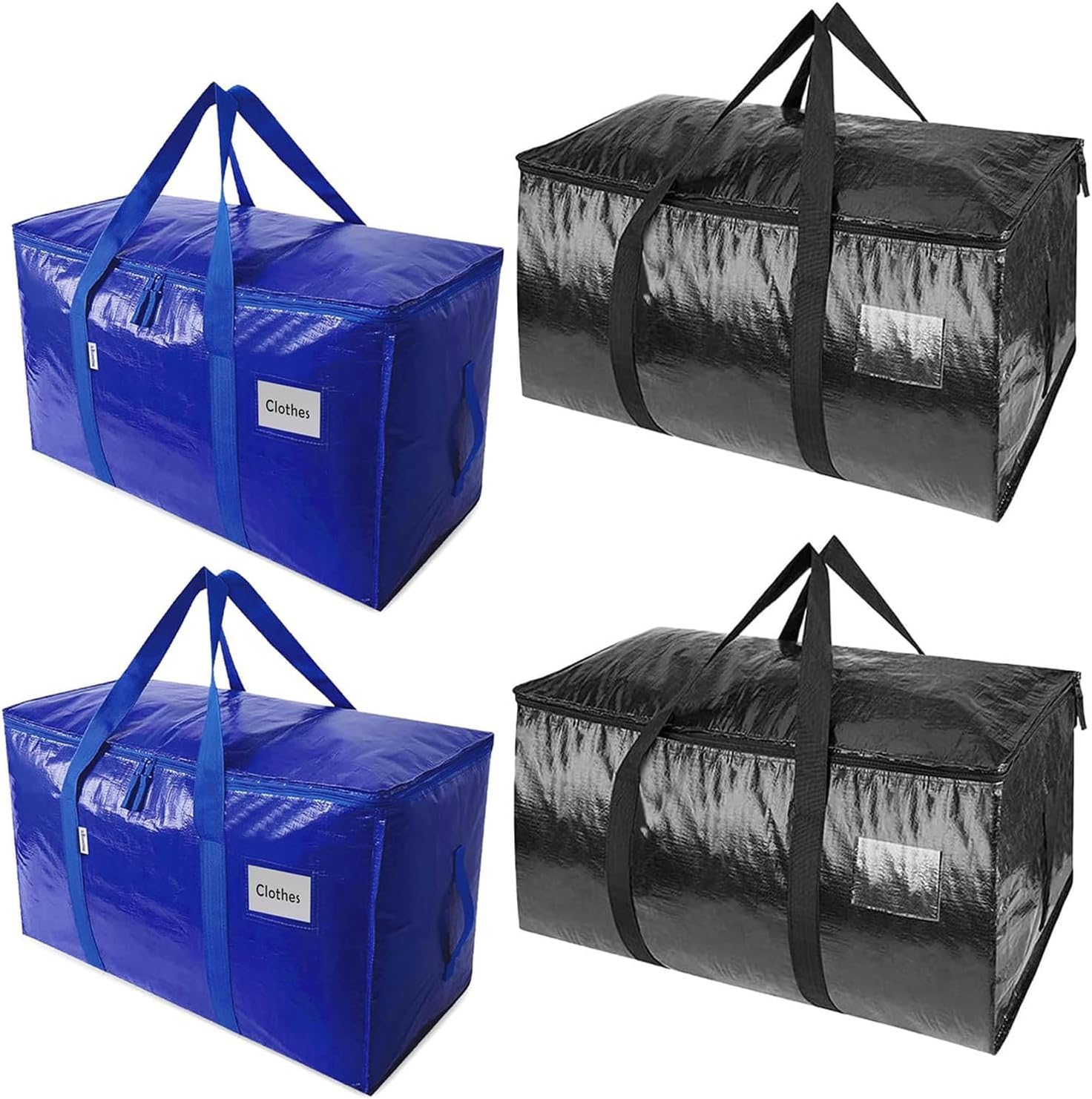 4 Pack Heavy Duty Moving Bags with Zippers and Strong Handles - Packing Bags for Moving, Storage, Travel, Camping, Space-Saving Alternative to Moving Boxes, College Essentials, Moving Supplies