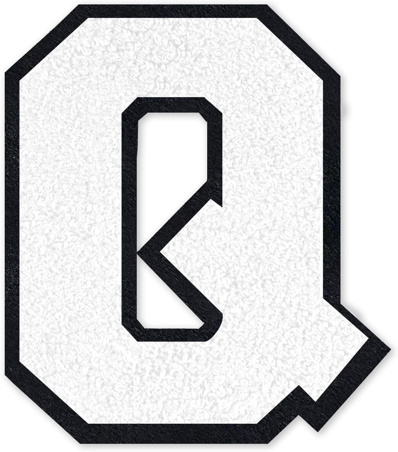 VGROSIA Iron on Letters, 4.5Inch Large Chenille Iron on Patch Alphabet Patches for Varsity/Jacket/Hoodie/Hats (White,A)