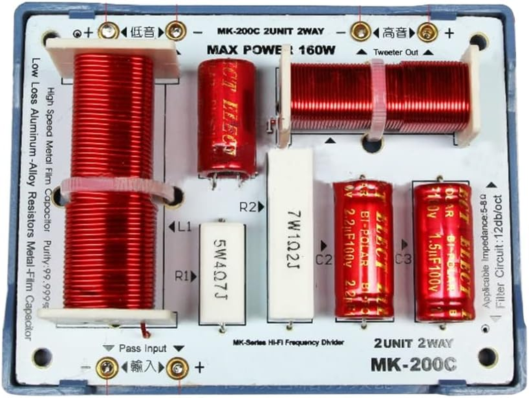 JINGERL MK-200C 2 Ways 160W Audio Speaker Crossover Treble+Bass Stereo Hifi Indepedent Frequency Divider Speaker Filter 3200Hz 1PC image number 2