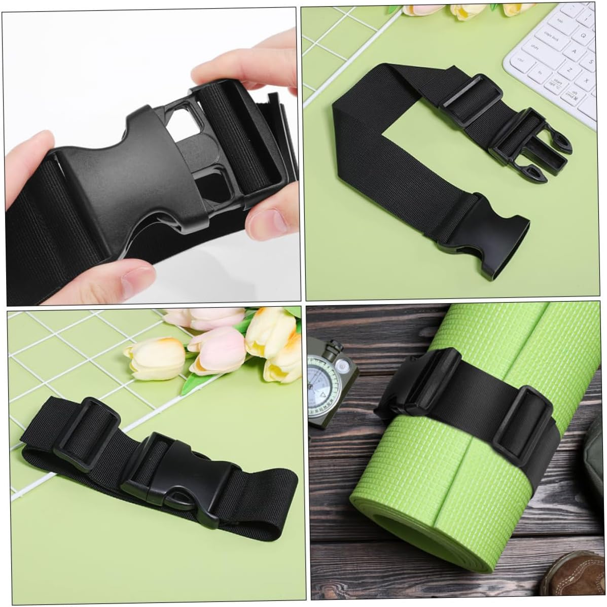 SECFOU 2Pcs Adjustable Buckle Luggage Straps Nylon Securing Bundle Straps for Backpacks Suitcases Camping Wide for Travel Organization