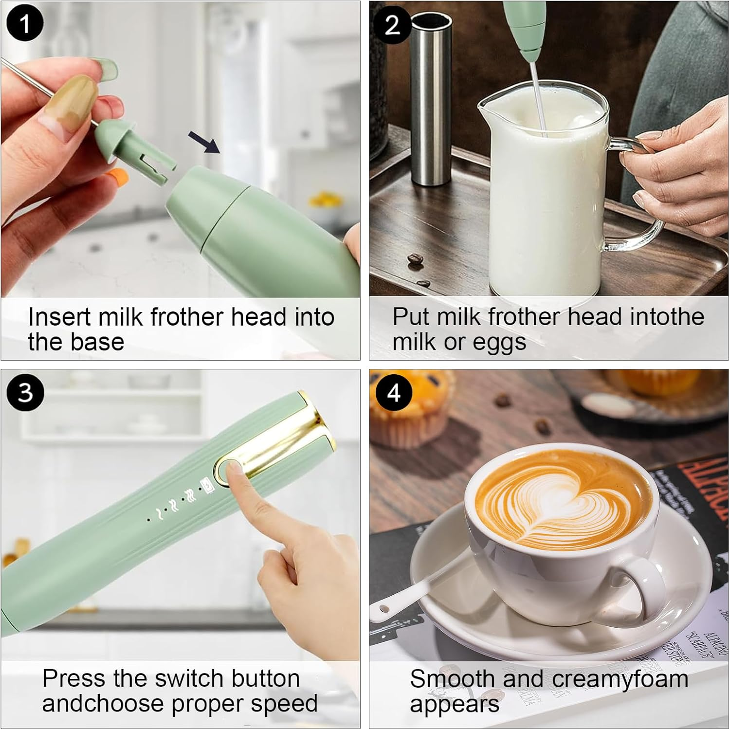 Powerful Handheld Milk Frother, Rechargeable Milk Frother Handheld Foam Maker with Stainless Whisk for Cappuccino, Latte, Bulletproof Coffee, Keto Diet, Protein Powder, Matcha image number 6