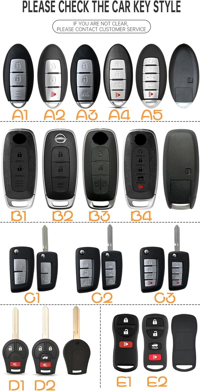 Ontto TPU Car Key Fob Cover Fit for Nissan 350Z Altima Armada Maxima Murano Pathfinder Sentra Quest for Infiniti G35 QX56 Key Holder Smart Case Shell Keyring Keychain Styling Accessories 3 Buttons E1 image number 6