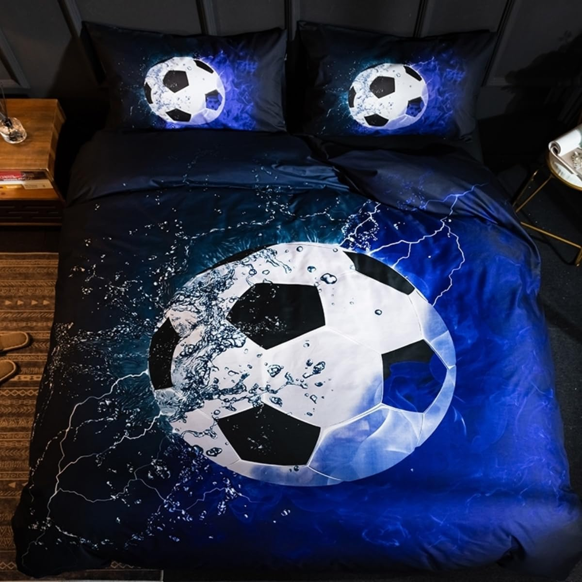 Costume Bay 3D Sports Bed Duvet Cover Set Football Basketball Soccer Various Designs Perfect for Teens and Adults Bedroom Decor (Soccer, S)