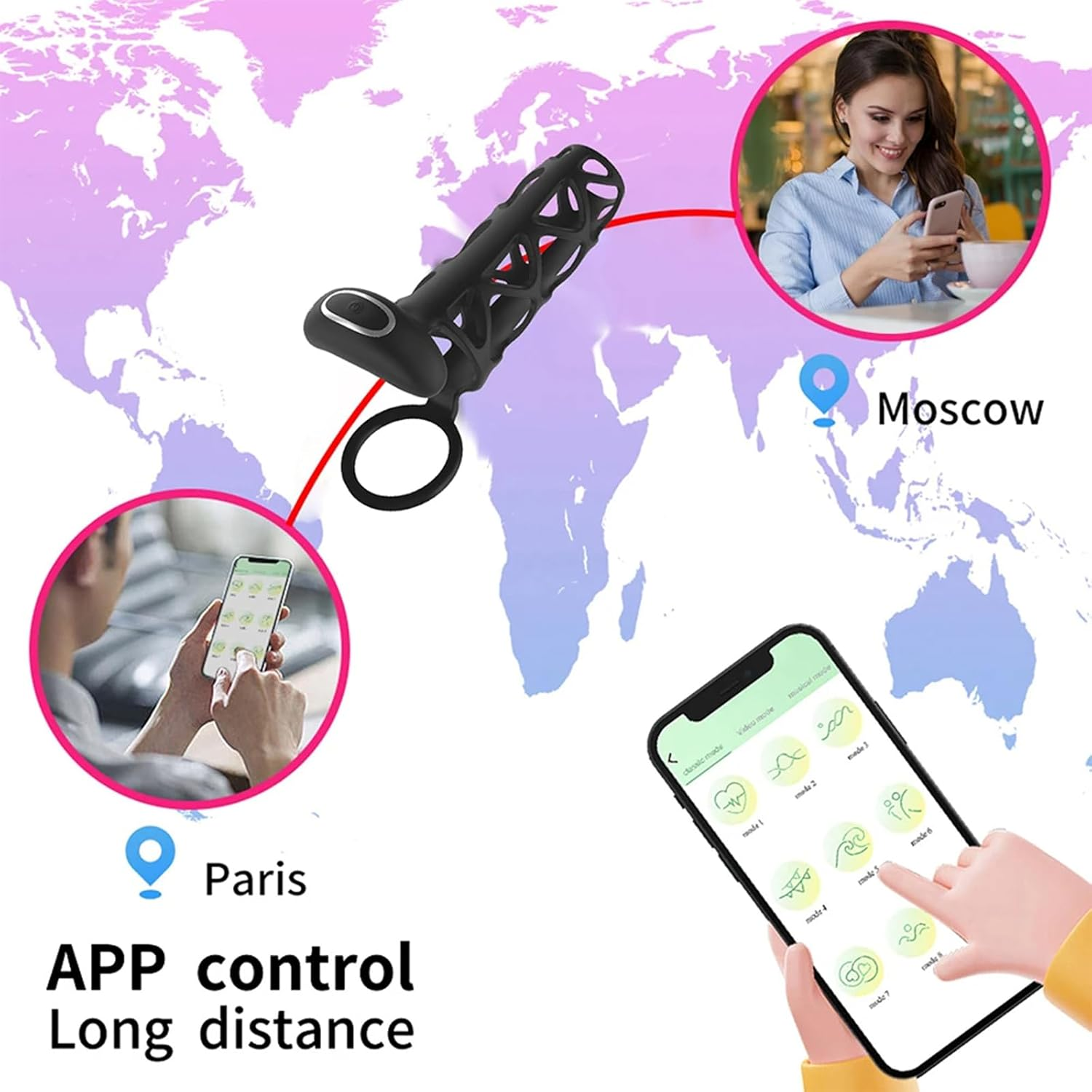 App Control Vibrating Cock Ring Penis Sleeve Delay Thick Flexible Erection Enhancing Enhancer with 9 Vibration Modes Male Stretchy Silicone Cock & Ball Rings Set Couples Last Longer & Harder Adult Mens Pleasure Women Sex Toy image number 6