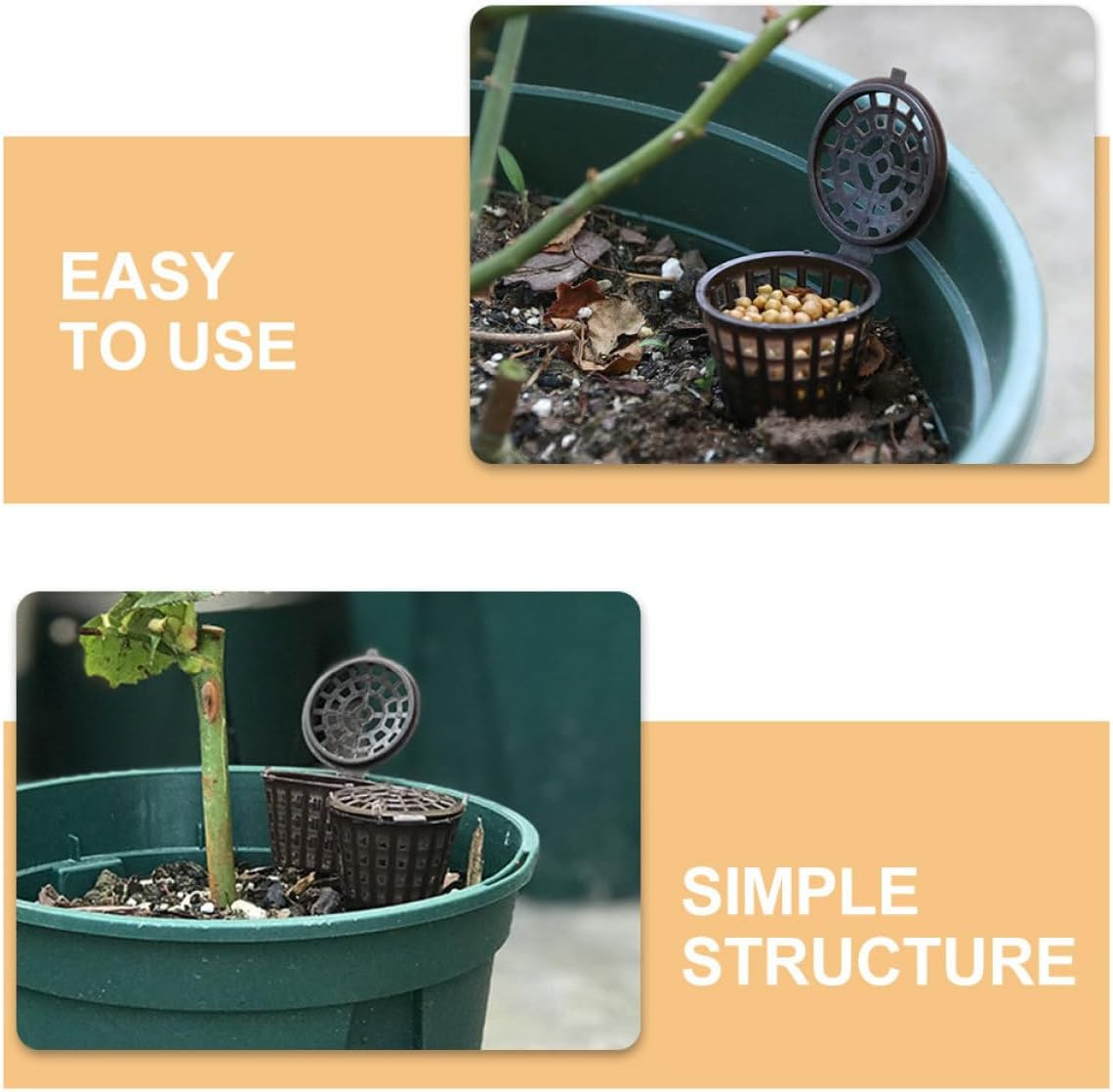 Kisangel 10Pcs Plastic Bonsai Fertilizer Boxes with Lids, Large and Small Gardening Fertilizer Containers for Slow Release Manuring, Orchid and Mini Planting Basket Set for Home Balcony image number 2