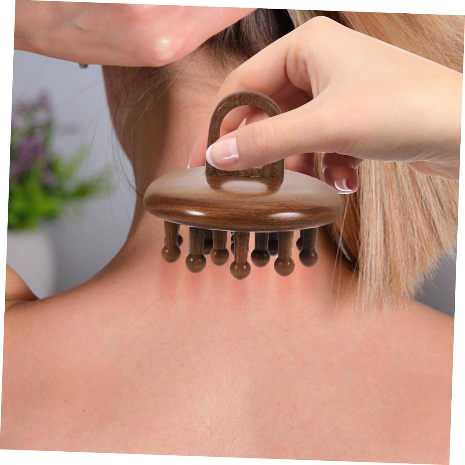 Wooden Comb Smooth Massage Brush for Head Relaxation 7.5Cm round Design Family Use Hair Styling Tool image number 3