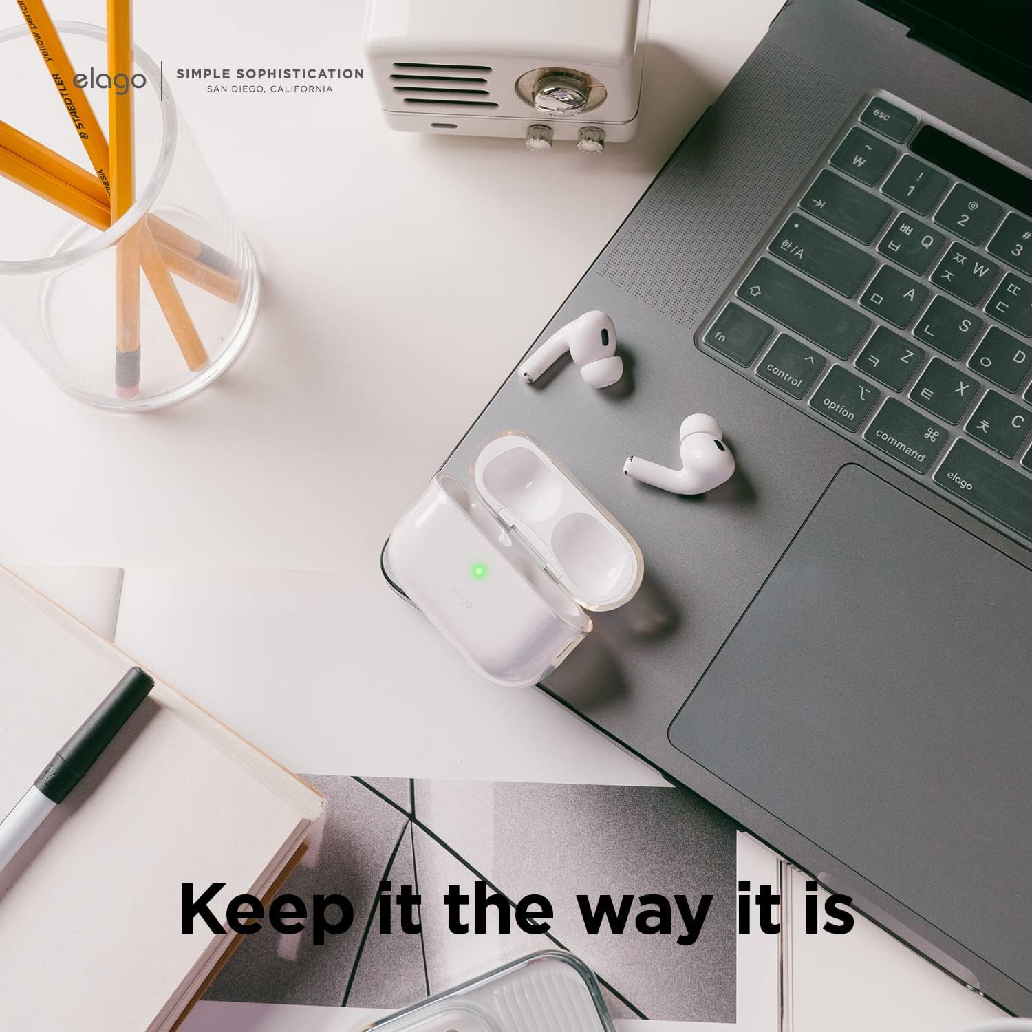 Elago Clear Case Compatible with Apple Airpods Pro 2Nd Generation Case (2022) - Protective Case Cover, Shockproof, Gel Tape Included, Wireless Charging, Reduce Yellowing (Transparent) - Deep Purple image number 7