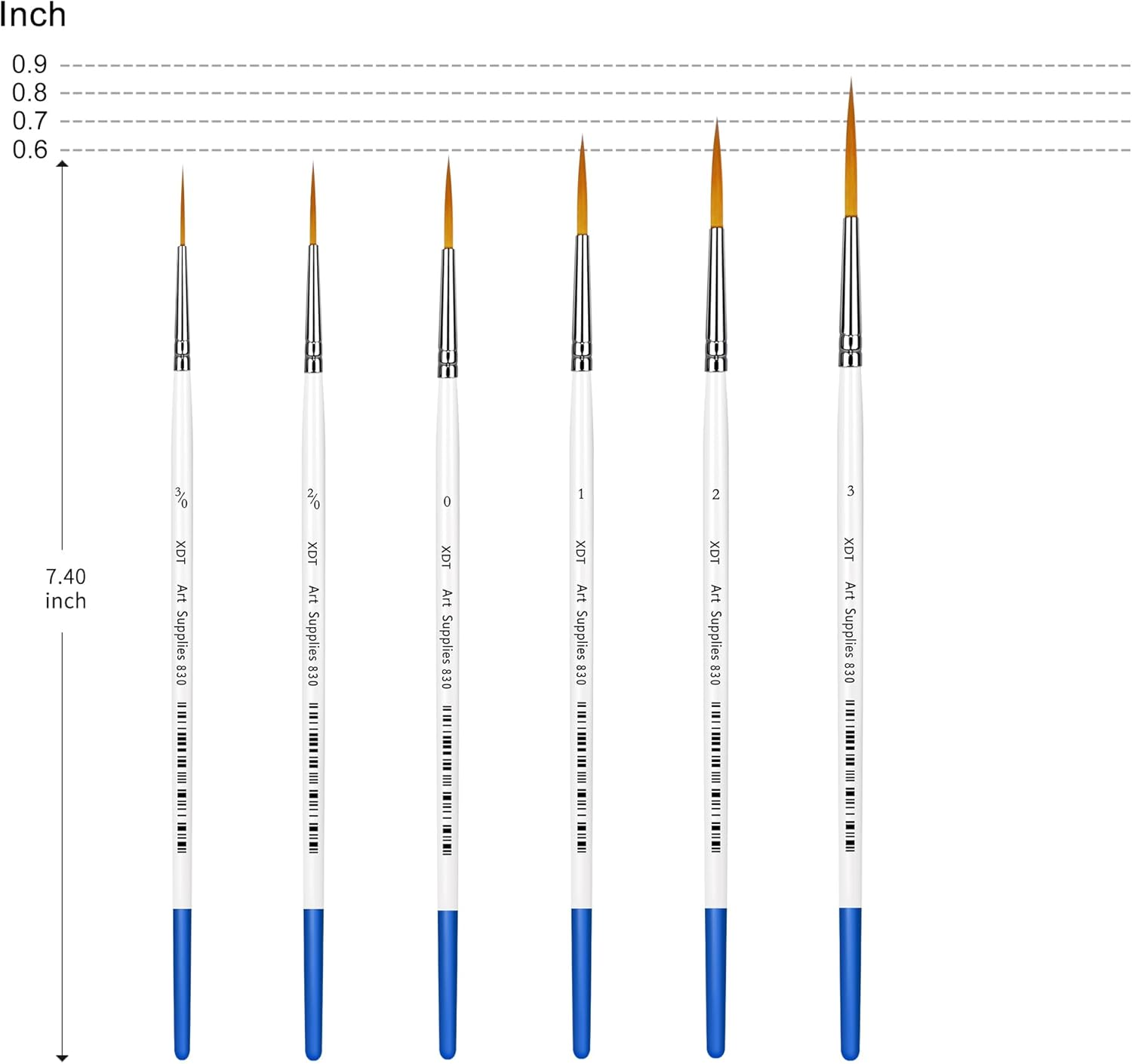 Rigger Artist Paint Brush 6 Piece Set, Extra Long Fine Point Liner Tip for Scale Models Nail Acrylic Oil Watercolor #000#00#0#1#2#3