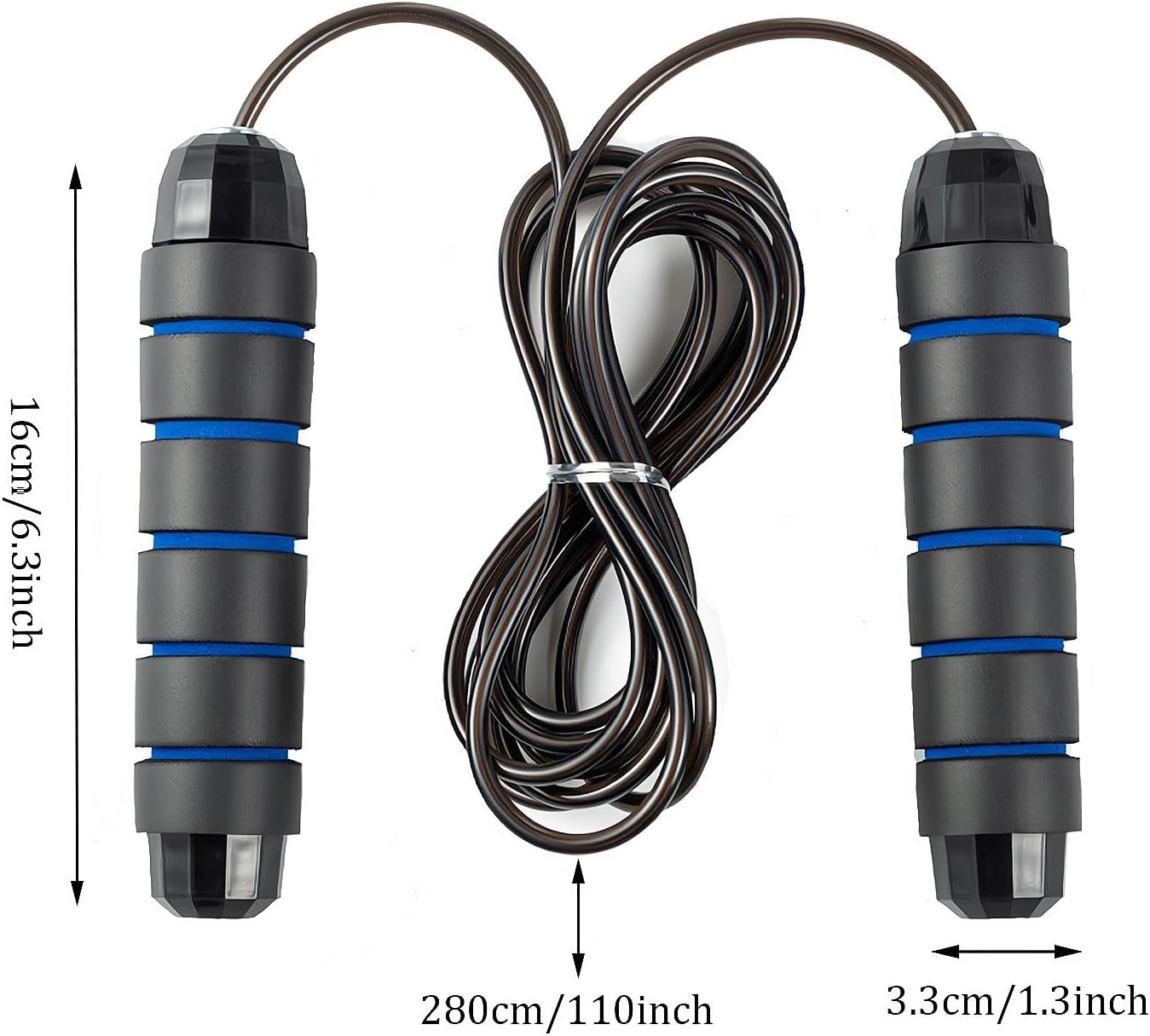3Pack Skipping Rope with Ball Bearings Tangle-Free Rapid Speed Steel Wire,Light Weight Length Adjustable, Memory Foam Anti-Skid Handles Fitness for Women,Men and Children Fitness(3 Colors) image number 4