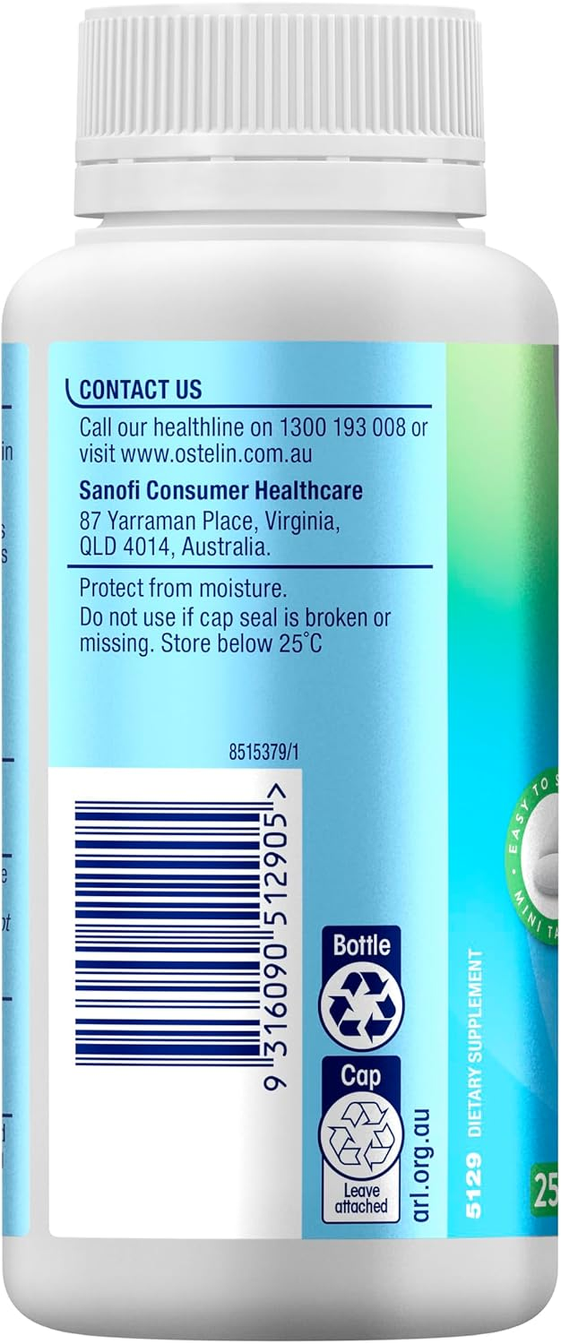 Ostelin Calcium and Vitamin D3 Mini Tablets (250 Tablets) image number 3