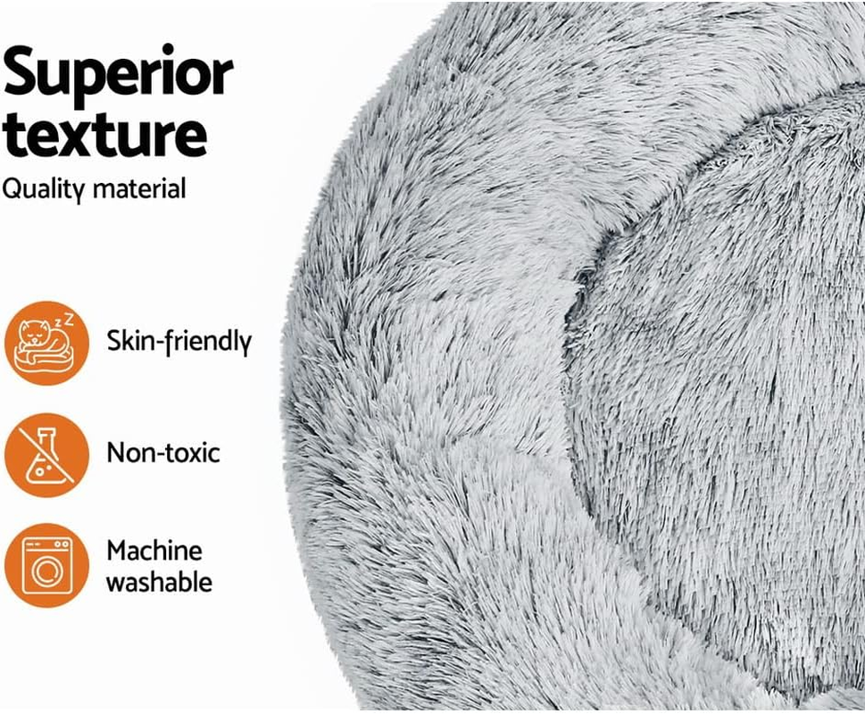 Large Calming Soft Plush Pet Bed for Dog Cat 90Cm Light Charcoal image number 6