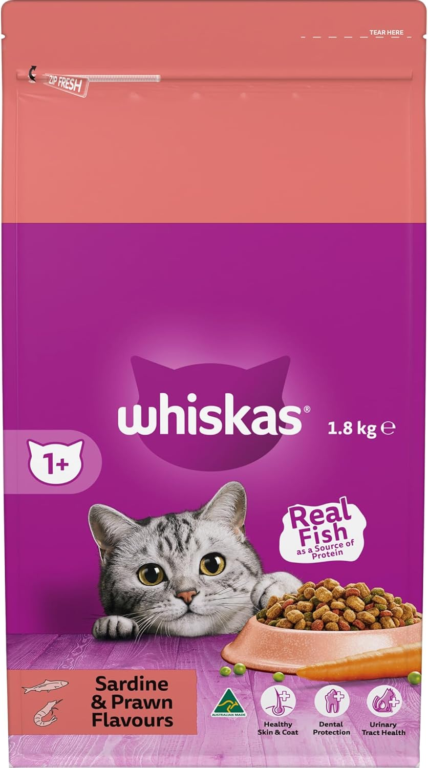 Whiskas Adult Dry Cat Food Sardine & Prawn 1.8Kg Bag, 4 Pack image number 5