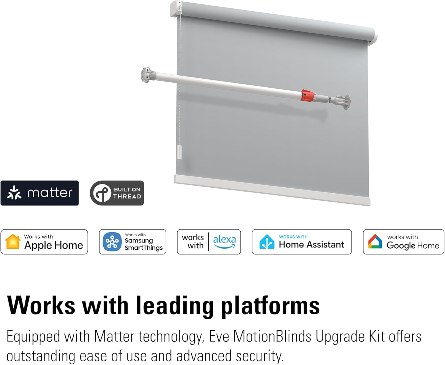 Eve Motionblinds Upgrade Kit for Roller Blinds (Matter) &ndash; Motor to Upgrade Existing Indoor Blinds, Open/Close Automatically, Control via Voice/App, Schedules & Scenes, Requires Thread Border Router image number 1