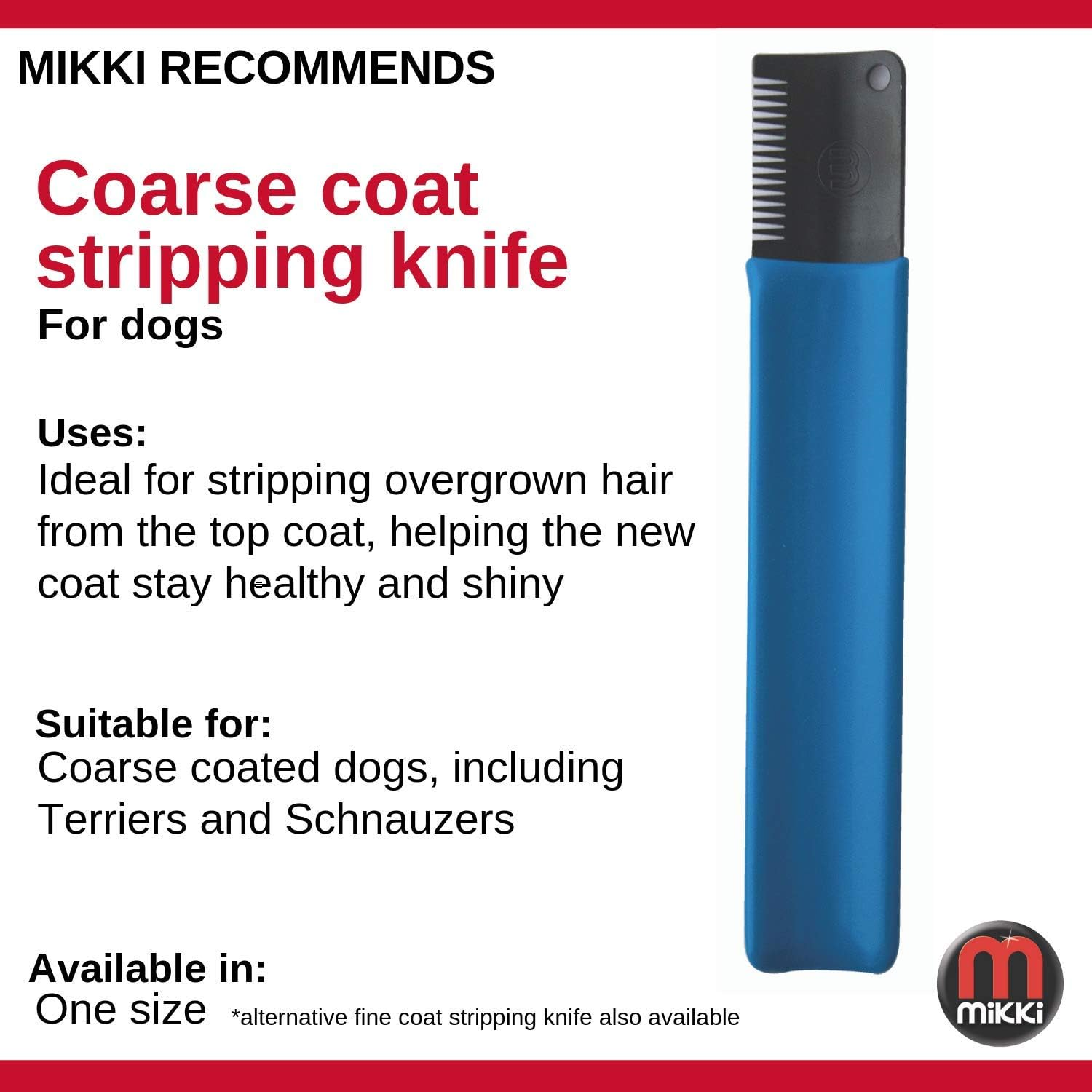 Mikki Dog, Puppy Grooming Stripping Knife - Hand Stripping Blade Tool for Coarse Hair Coats image number 3