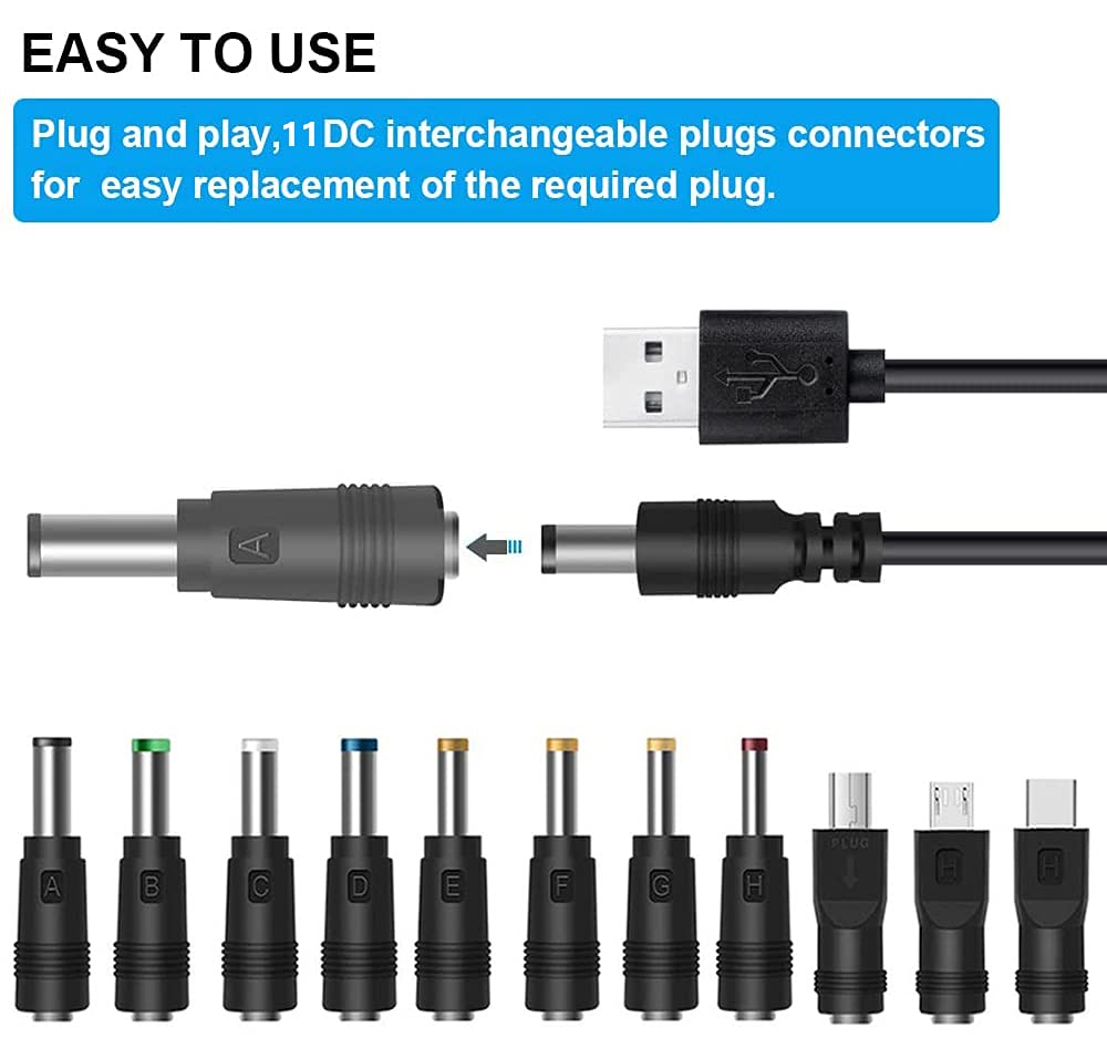 Gutreise 11 Connectors DC Power Cable + USB Switch Extension Cable,Extension Cord with On/Off Power Switch for Fans,Dash Camera,Bluetooth Speakers,Shaver,Led Strips