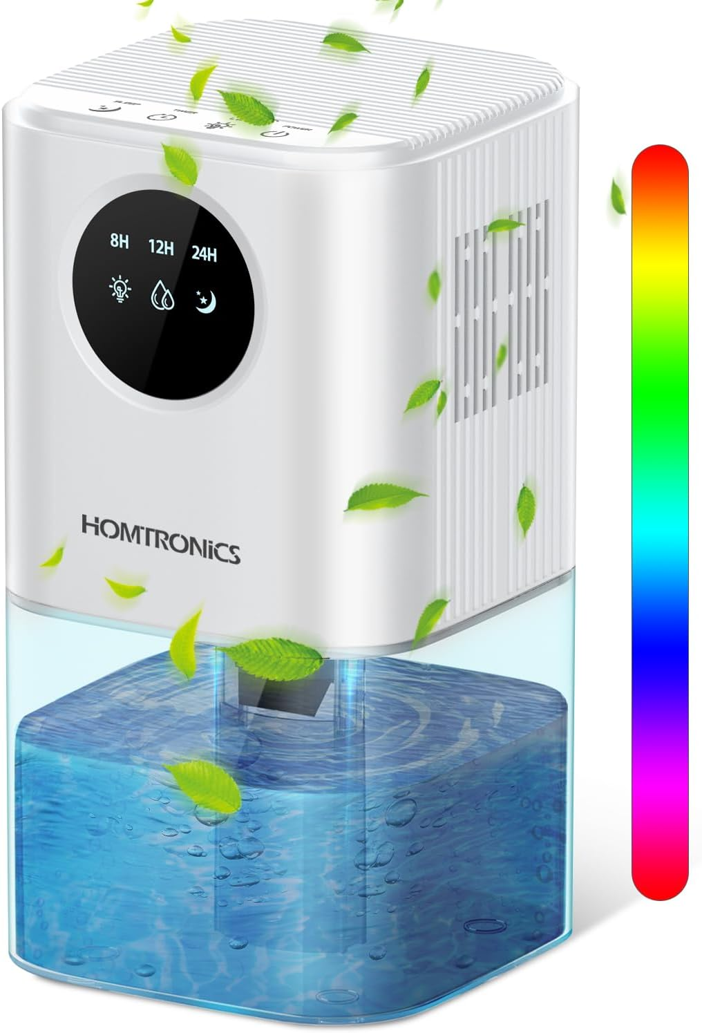 1700Ml Dehumidifier, [Timing Function] Homtronics Small Dehumidifier for Home up to 25㎡, Quiet Sleep Mode, Auto Shut-Off, 7 Colorful Light, Ideal for Bedroom, Closet, Basements，Rv, Moisture Absorber image number 6