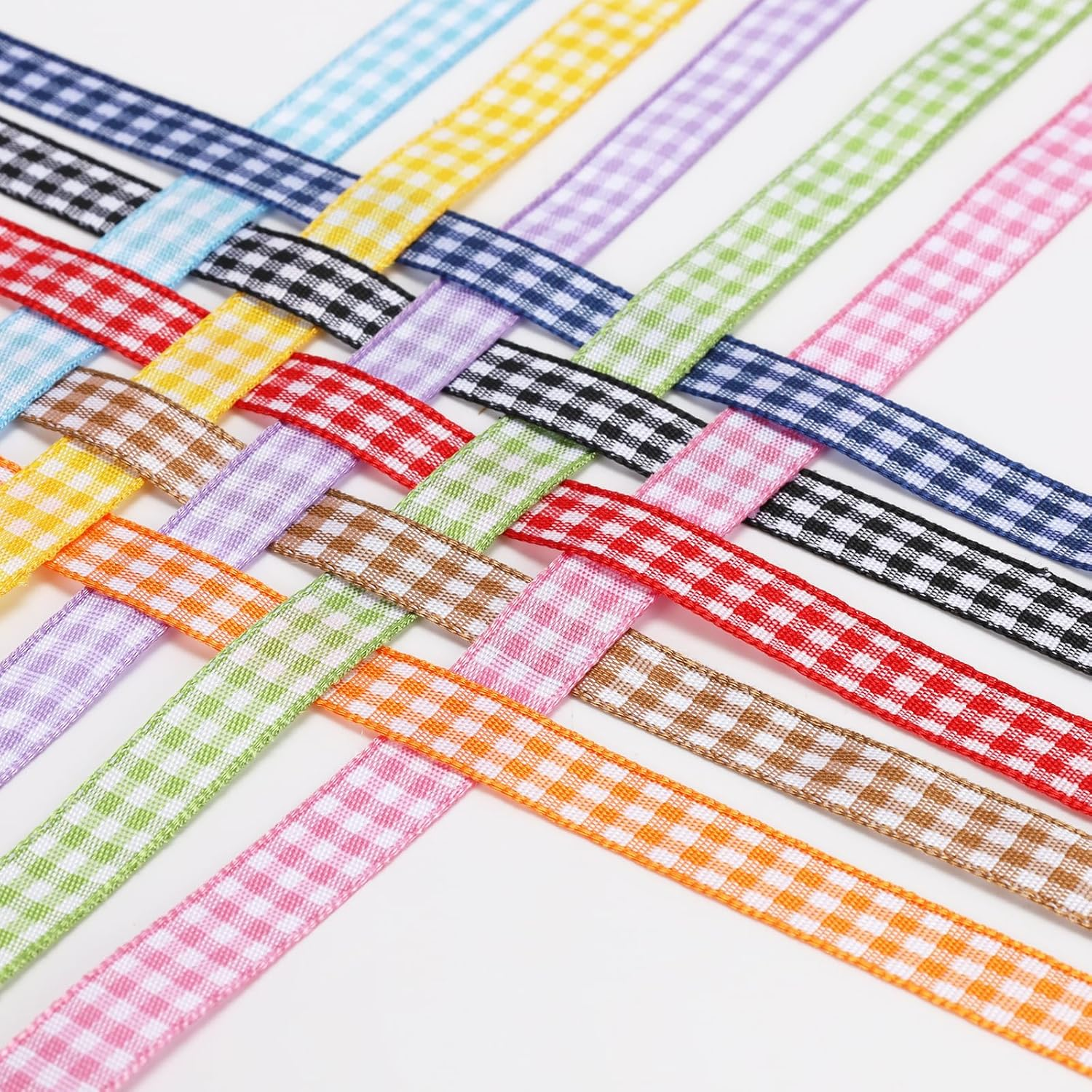 WRAPLA 10 Rolls Gingham Ribbon Set - 10Mm Wide 9M/Roll Easter Craft Ribbon for Gift Wrapping, Wedding Decorations, Hair Accessories & Aussie Florist Supplies (3/8" X10Yd)