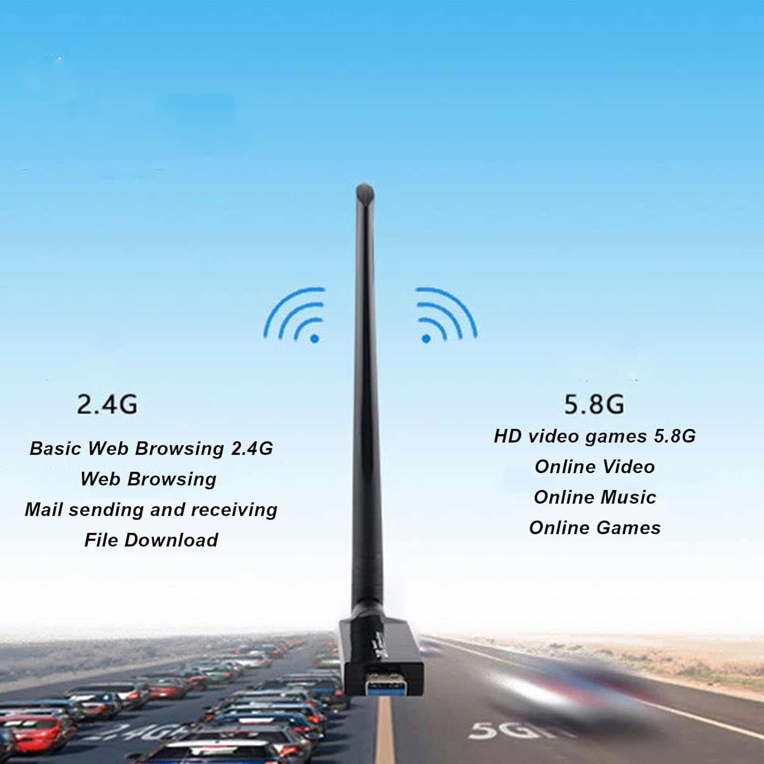 USB 3.0 Interface,W50L 5DB RTL8812AU Dual Band Wireless Network Card with AP Mode, 300+866Mbps Speed for Android, XP, Win7, 8, Win10 image number 4