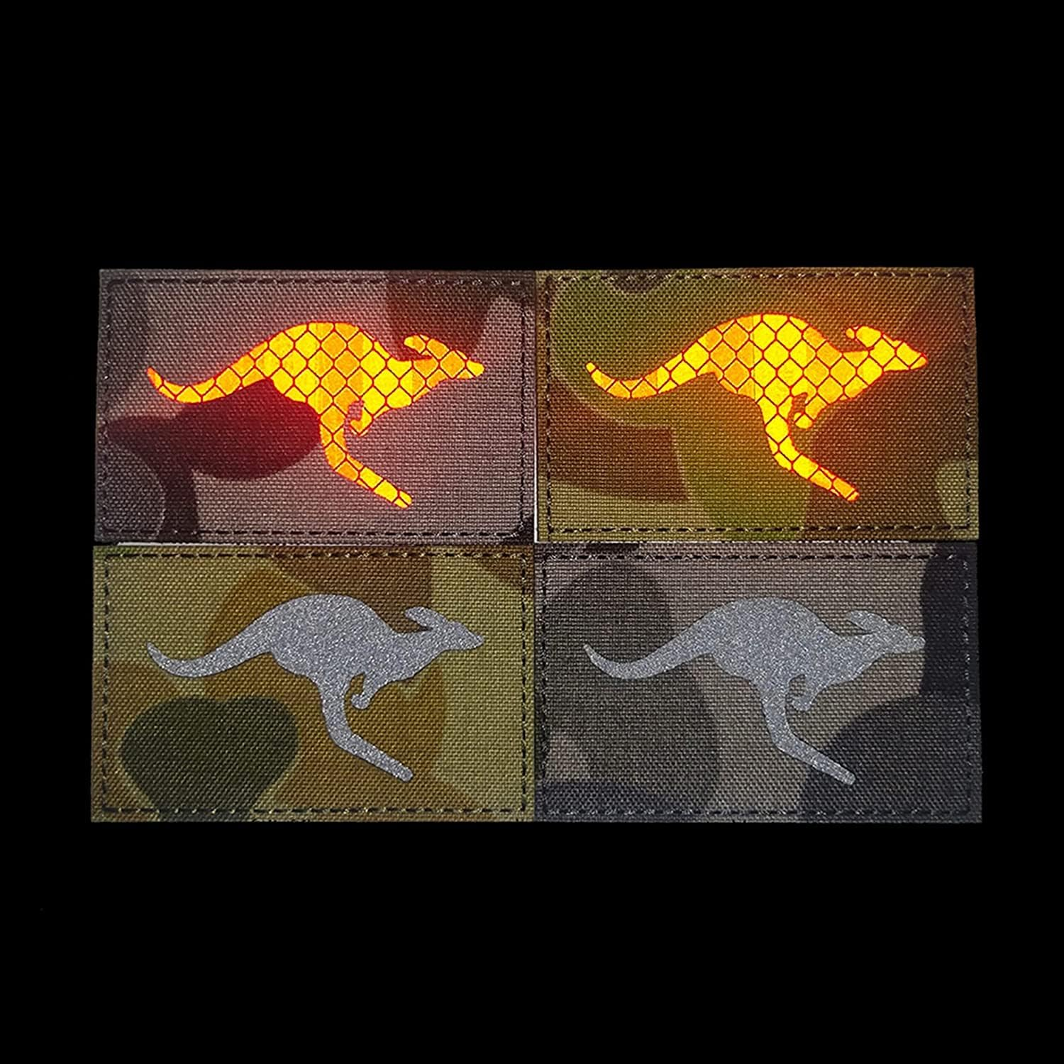 ODSS Australian Kangaroo Flag Infrared Ir Reflective Applique Patches Flags Patch Tactical Military Morale Emblem Armband Badges (Color_C)