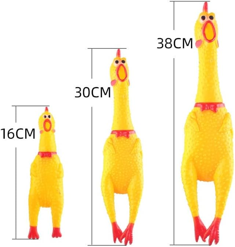 Screaming Chicken Toy &ndash; Super Durable & Funny Squeaky Chicken Dog Chew Stress Relieving Toys (Yellow, 38CM) image number 1