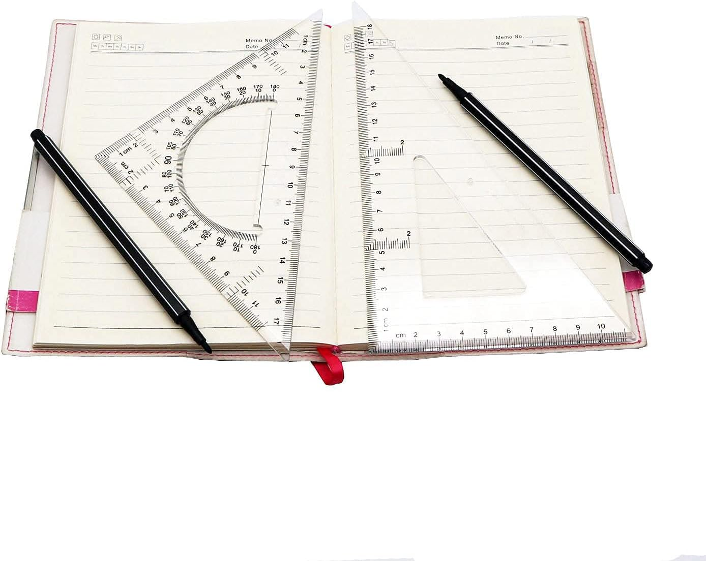 Pack of 2 Transparent Triangle Plastic Ruler Scale Set Square:30/60 Degree & 45/90 Degree Angle Acrylic Architectural Drawing Drafting Tool School Classroom Kids Triangular Rulers image number 5