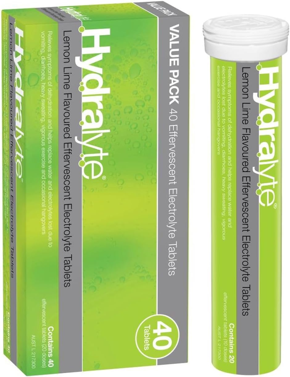 Hydralyte Lemon Lime Effervescent Electrolyte Tablet, 40 Tablet