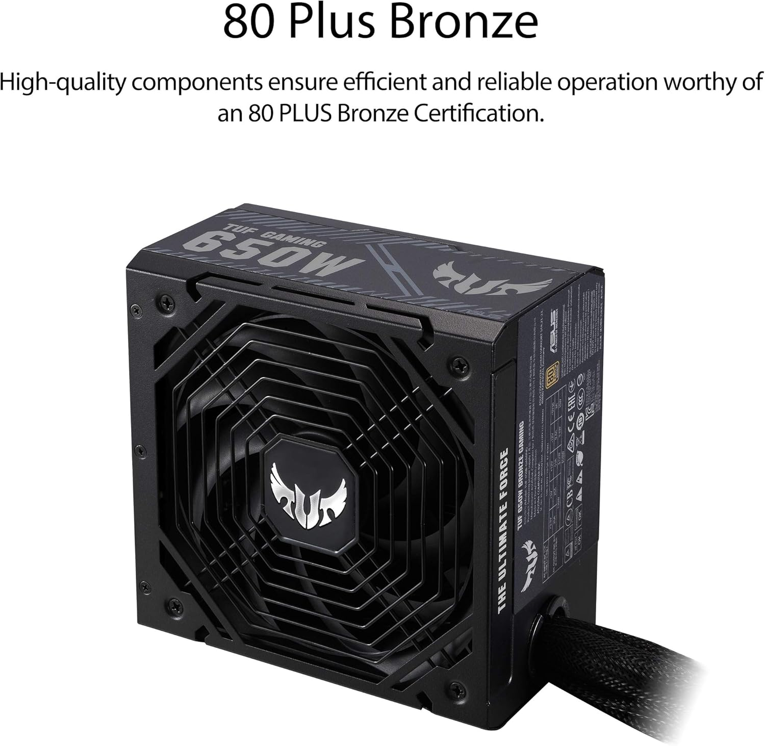 ASUS TUF Gaming 650W Bronze PSU (Power Supply, 80 plus Bronze, Military-Grade Certification, Dual Ball Fan Bearings, Protective PCB Coating, Axial-Tech Fan Design, 0Db) image number 4