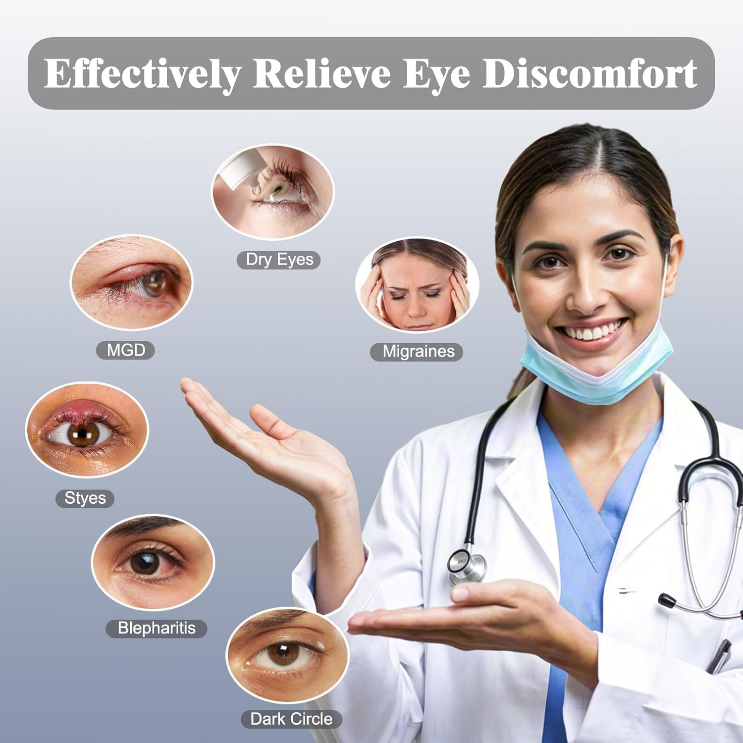 Rechargeable Cordless Heated Eye Mask for Dry Eyes - Adjustable Temperature Portable Eye Warm Compress for Migraines Styes Sinus & Sleep Men Women image number 1