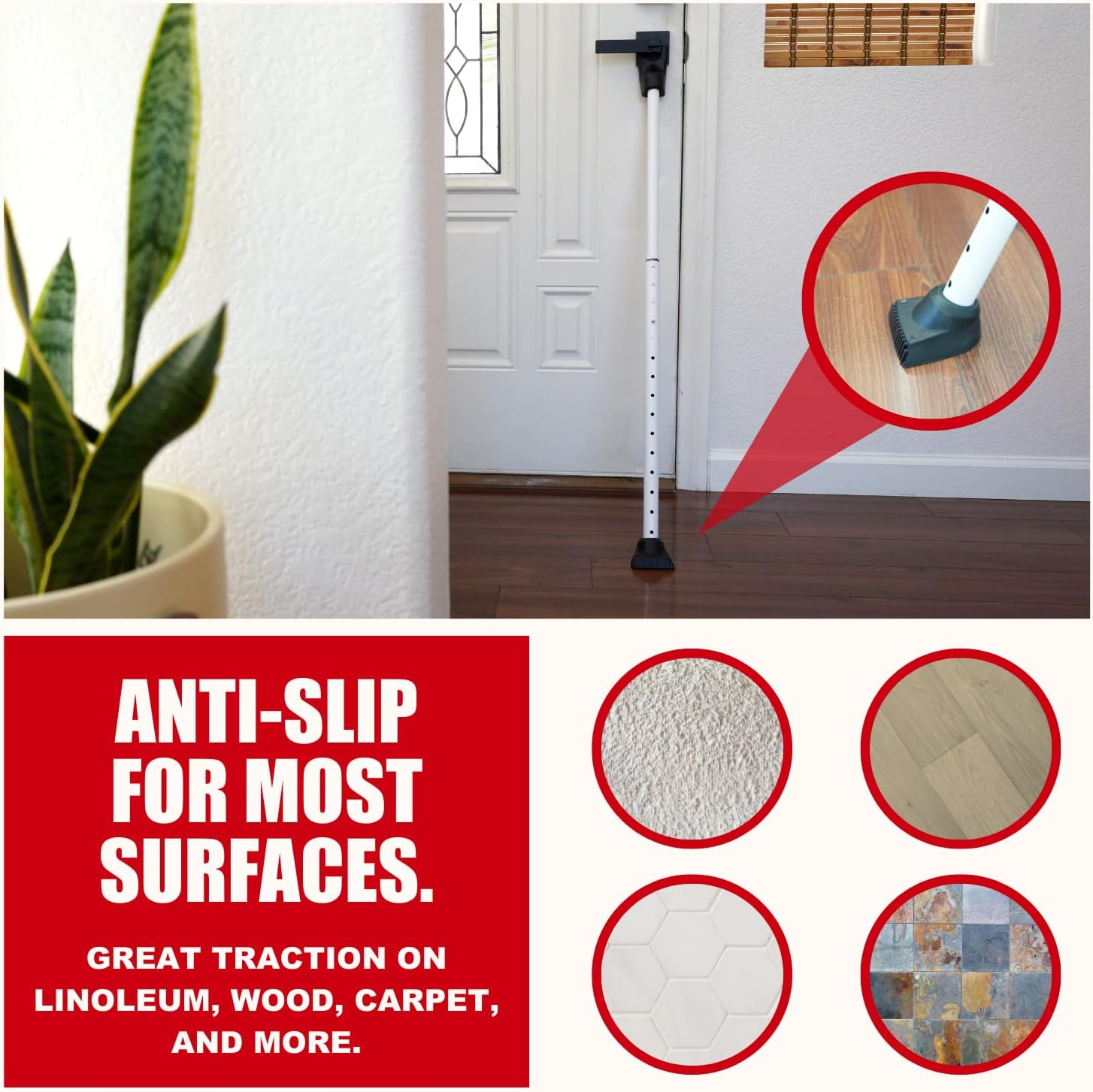 SECURITYMAN Adjustable Door Security Bar - Constructed of High Grade Iron - Great for Apartment Security or Home Protection Door Stoppers - (22.25&rdquo; - 43.7&rdquo; for Doors) (22.25&rdquo; - 39.25&rdquo; for Patio Doors)