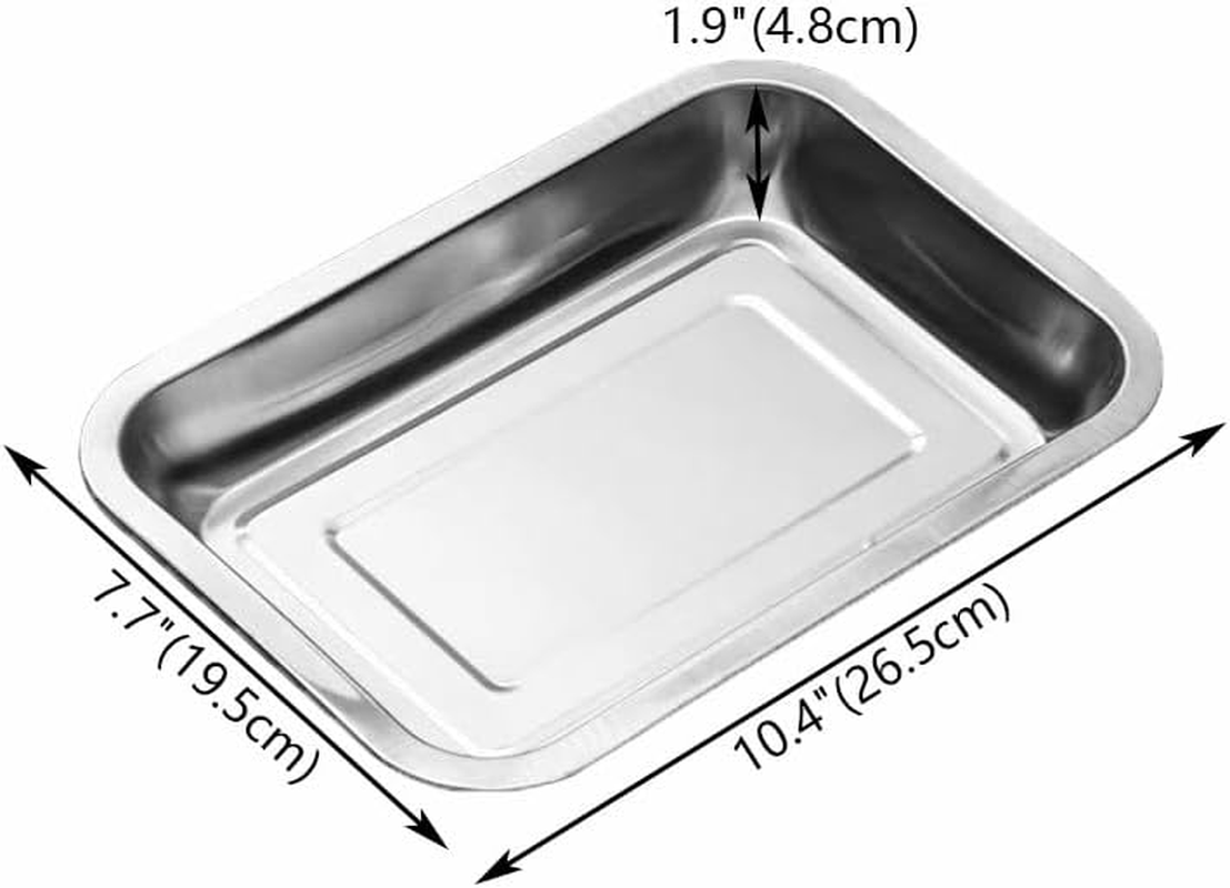 3 Pack Stainless Steel Breading Trays Set,Breading Pans for Marinating, and Prepping Meat Chicken and Fish 10.4" X 7.7" X 1.9" image number 2