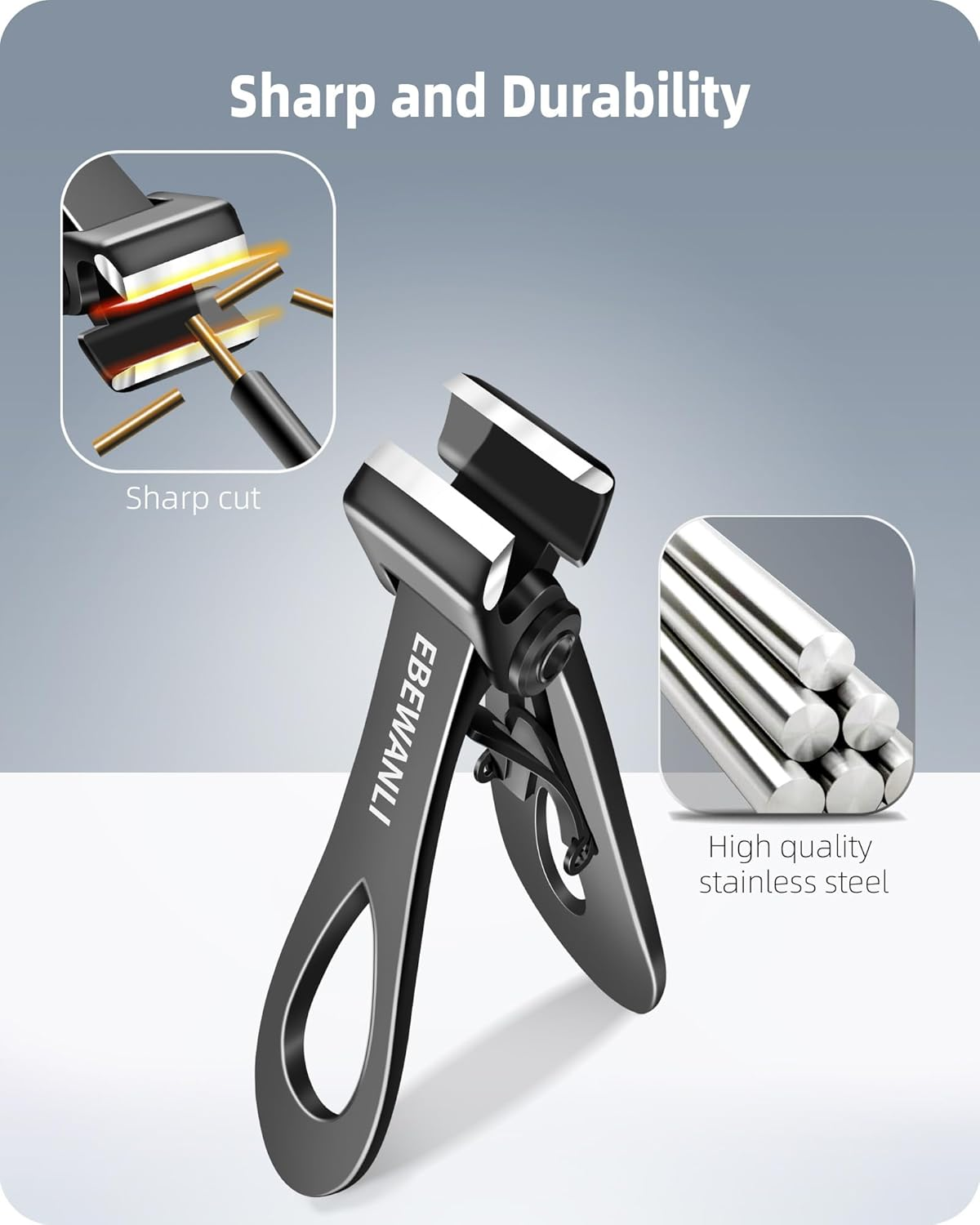 EBEWANLI Straight Nail Clipper, 17Mm Wide Jaw Opening Toe Nail Clippers, Extra Large Toenail Clippers for Thick Toenails, Heavy Duty Toenail Clippers for Seniors, Men, Women image number 5