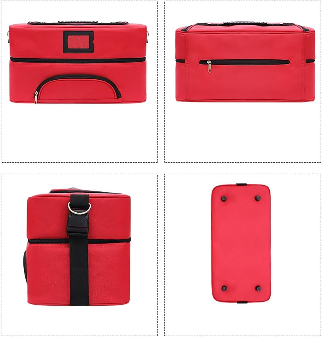 AIMALL Large Capacity Makeup Bag, Portable Multi-Function Crossbody Bag, Multi-Layer Storage Box for Beauty Tools, Durable Red Design image number 5