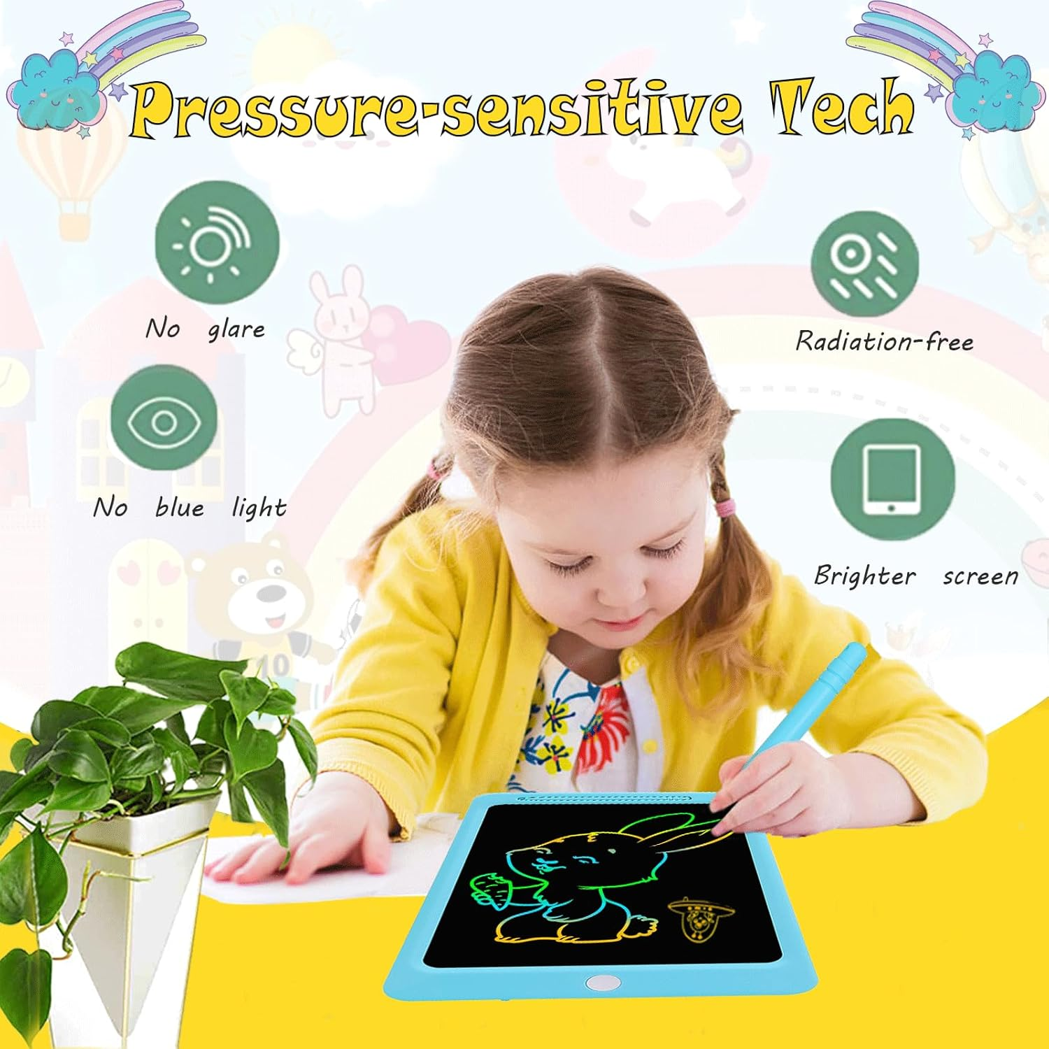 LCD Writing Tablet for Kids 12Inch,Toys Doodle Board Electronic Drawing Pad for Boys Girls Age 3-8 Years, Toddler Drawing Tablet Travel Essentials Christmas Birthday Gift, Blue image number 2