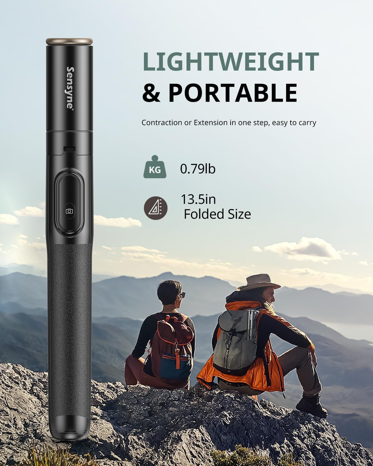 Sensyne 60" Phone Tripod & Selfie Stick, Lightweight All in One Phone Tripod Integrated with Wireless Remote Compatible with All Cell Phones for Selfie/Video Recording/Photo/Live Stream/Vlog（Black - Black image number 5