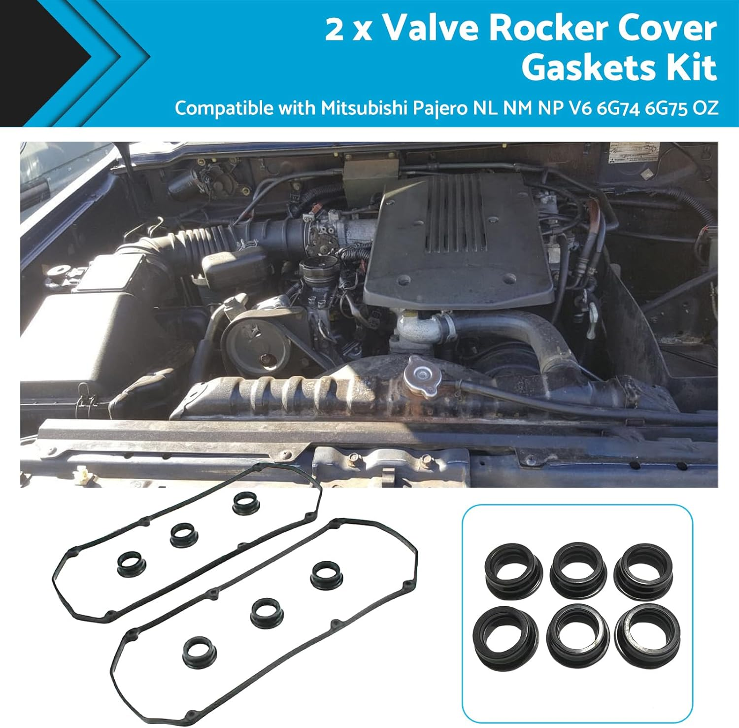 MAX COOL 2 Valve Rocker Cover Gaskets Kits Suitable for Mitsubishi Pajero NL NM NP V6 6G74 6G75
