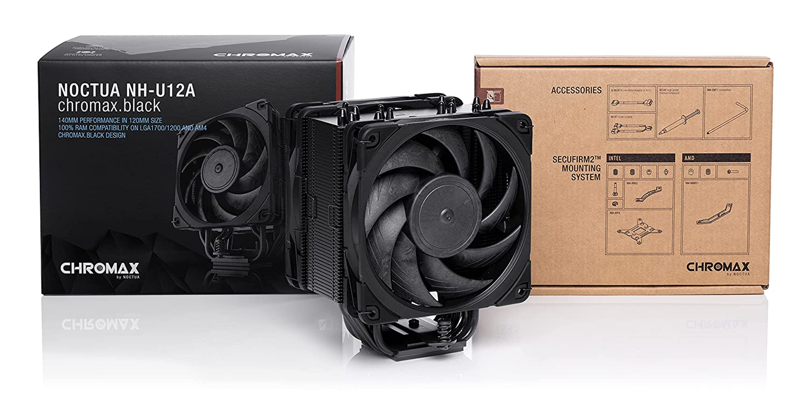 Noctua NH-U12A Chromax.Black, 120Mm Single-Tower CPU Cooler (Black)
