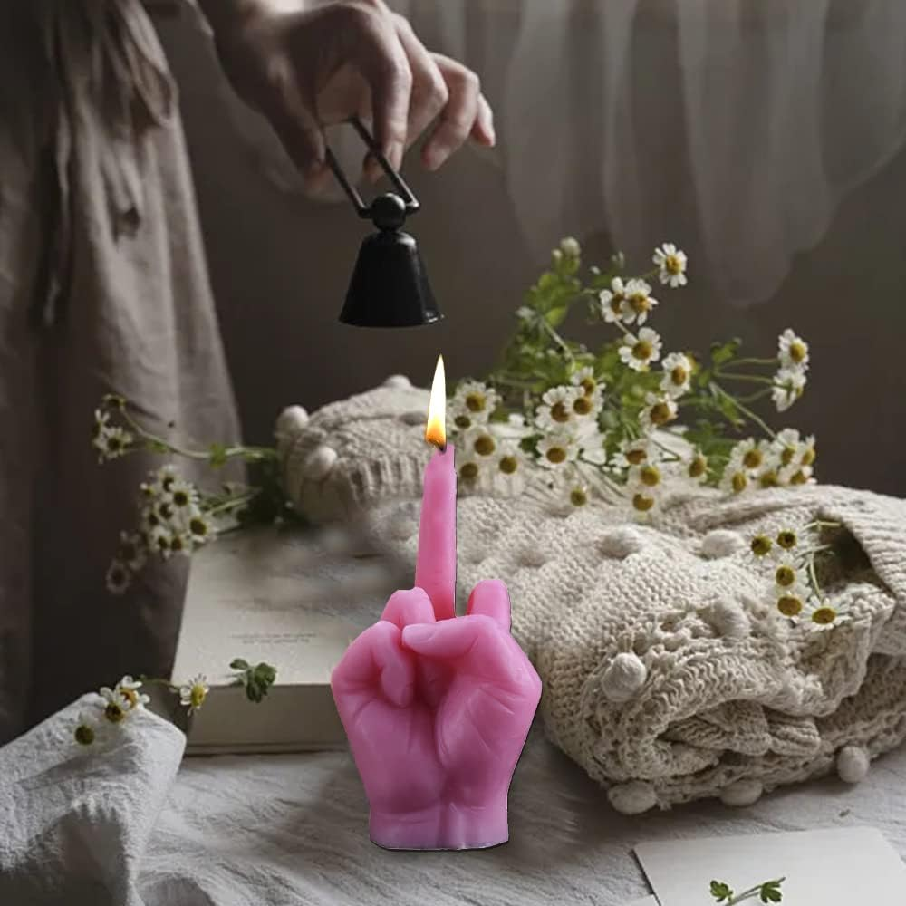 Homiliky Hand Gesture Shaped Silicone Candle Mold 3D Middle Finger Resin Casting Mould for DIY Soap Candles Handmade Gift Craft Ornaments Home Decoration (Middle Finger) image number 5