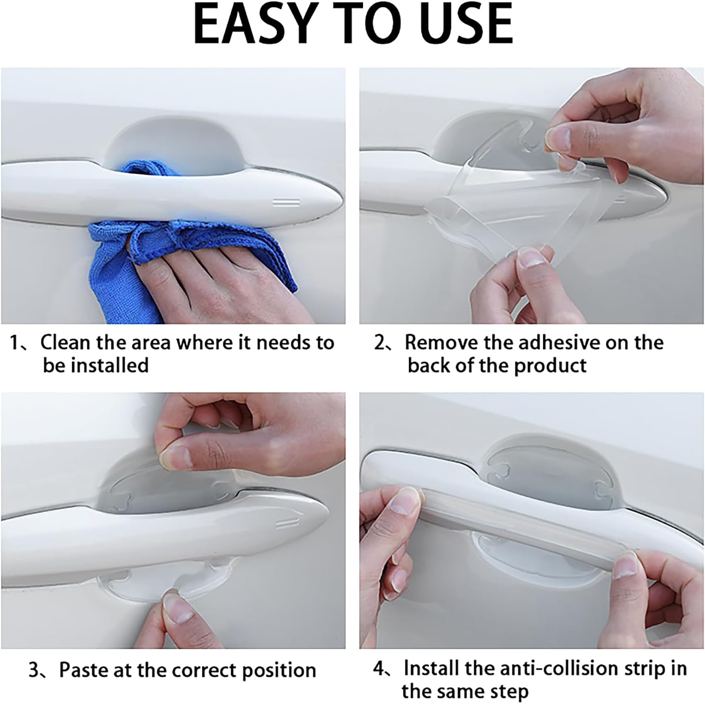 14Pcs Invisible Car Door Protector, Scratch-Resistant Transparent Waterproof Car Door Handle Protector, Protecting Paint from Daily Wear and Tear, Suitable for Most Cars image number 4