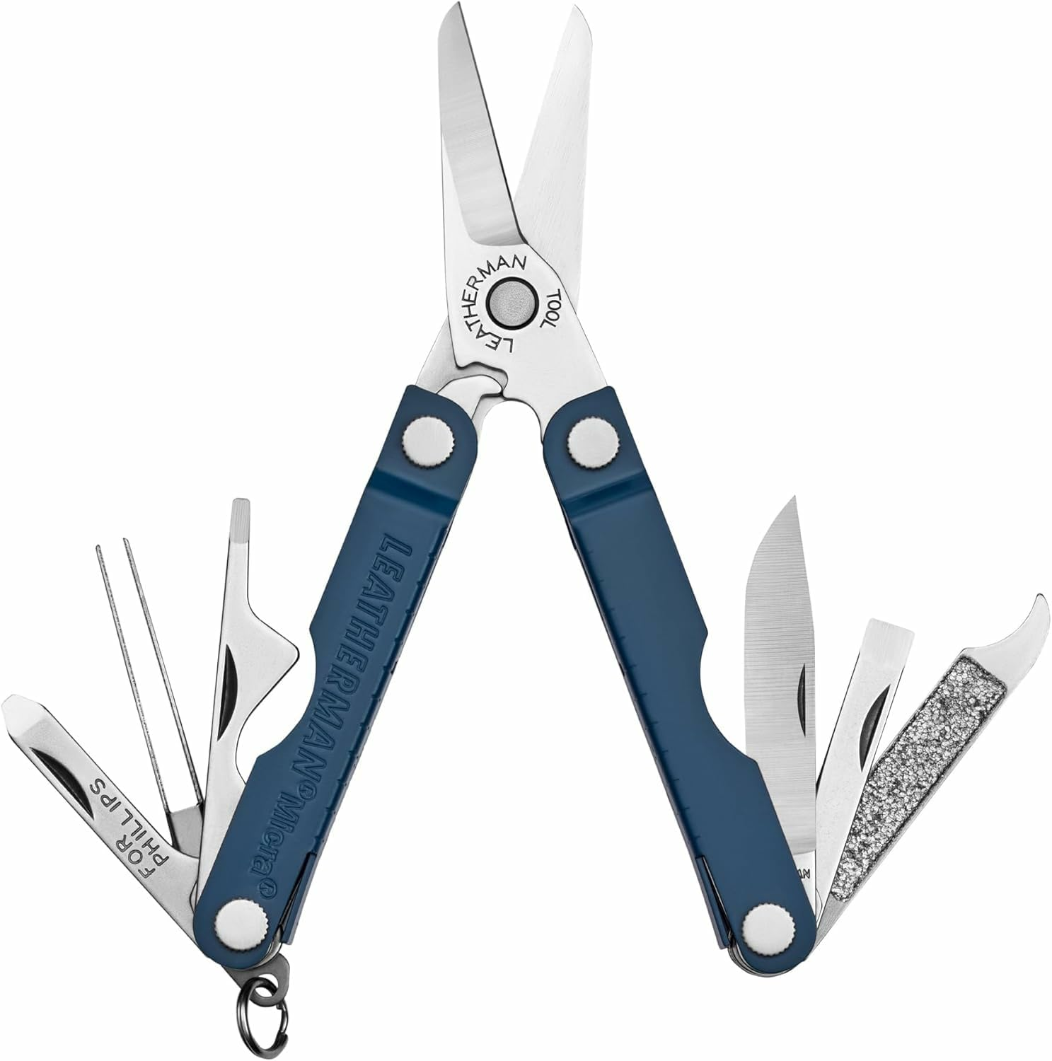 Leatherman Micra 10-In-1 Keychain Multitool with Spring-Action Pocket Scissors, Knife, Tweezers, Screwdrivers - 2.5" Compact EDC Tool - Cherry - Ideal for Personal Care & Utility Tasks
