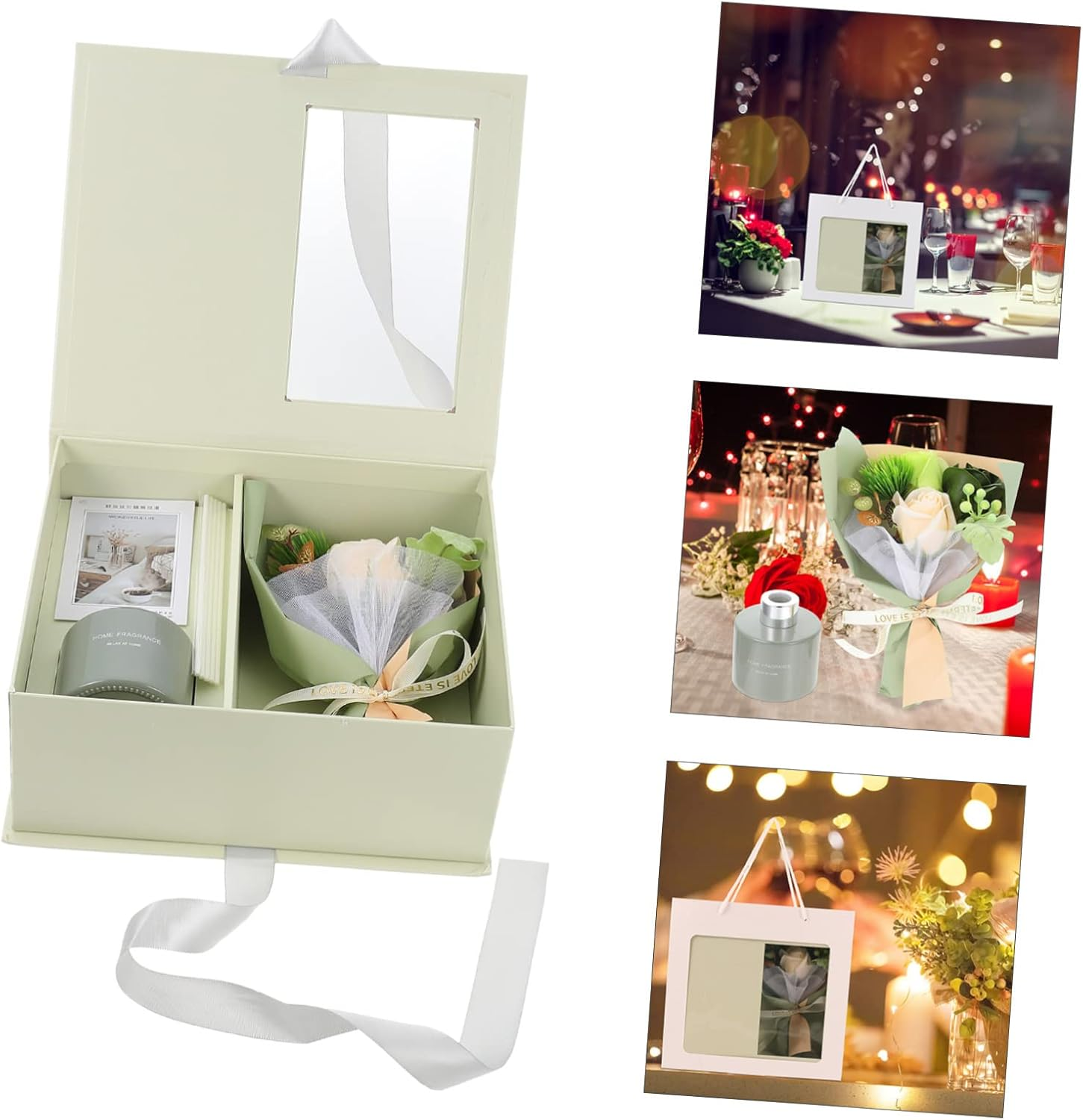 Healvian 1Set Artificial Soap Flower Box for Women Romantic Soap Bouquet Aromatherapy Present Set Box of Hearts for Engagement Couples image number 6