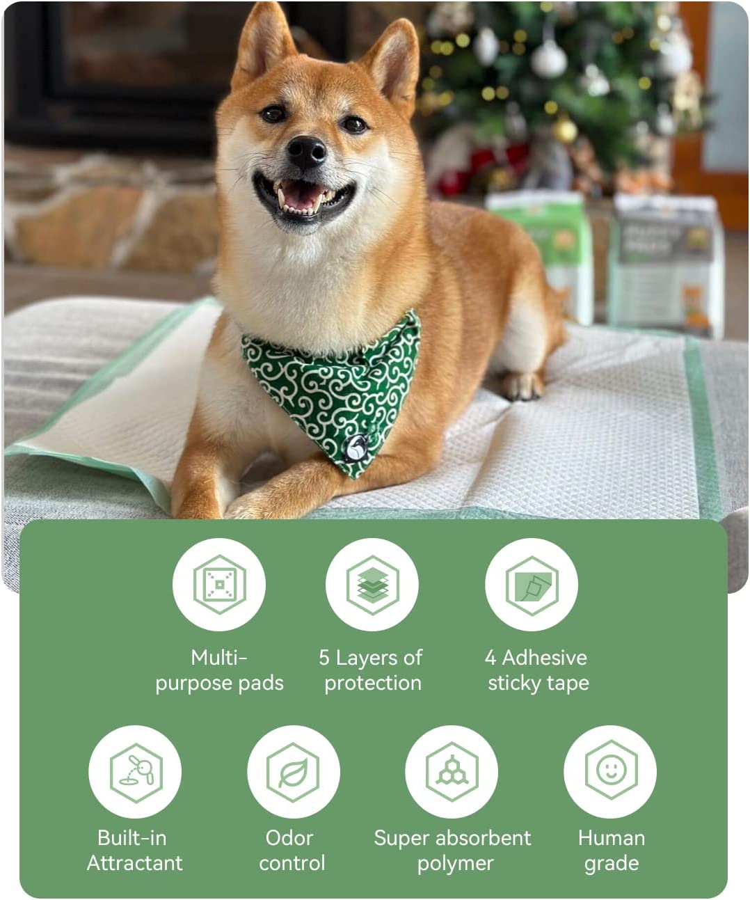 Puppy Training Essentials Bundle:Regular Puppy Training Pads with Bamboo-Based Compostable Pet Wet Wipes(80 Large Wipes)+Travel Pack Pet Wet Wipes(20 Regular Wipes) (50 Large Pads +100 Wipes Cucumber) image number 6