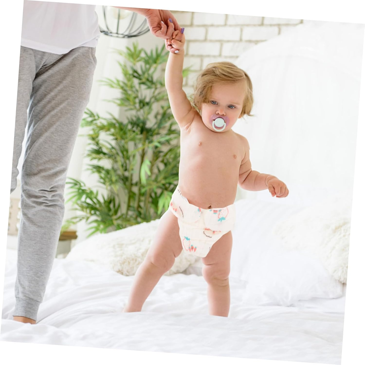 VICASKY Washable Cotton Gauze Diaper Pants for Newborn Infant Girl 2 Pack Reusable Nappies Absorbent and Comfortable Random Style image number 1