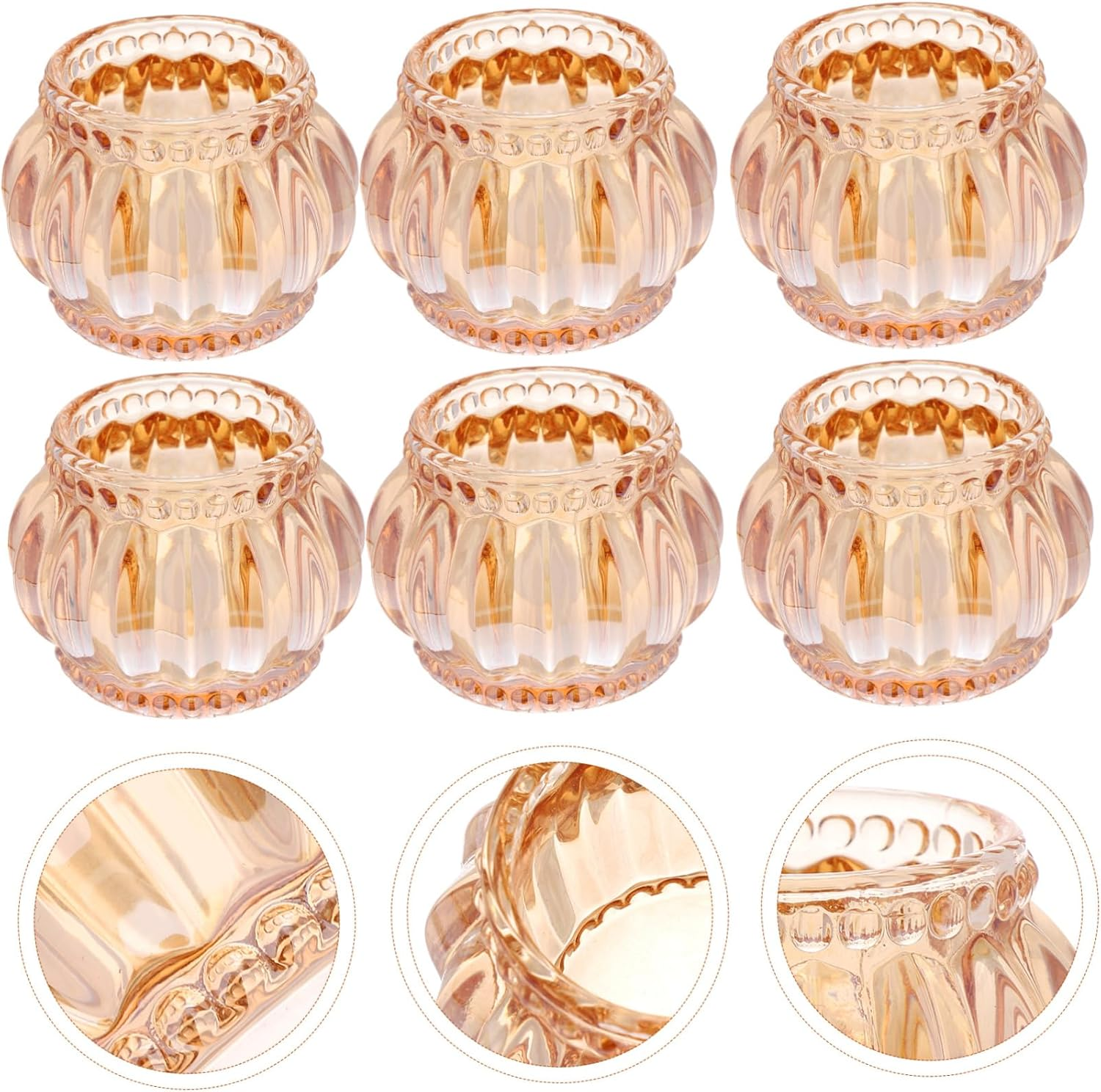 LABRIMP 6Pcs Elegant European Tealight Holder Glass Crystal Candle Sticks Votive Candle Holder for Decor image number 1