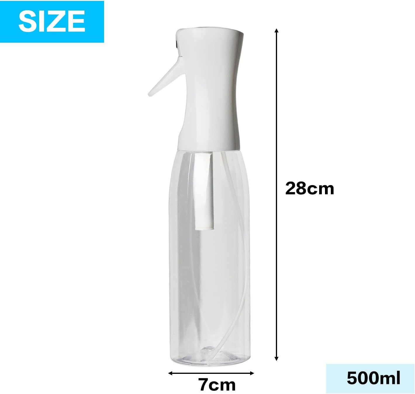 Aiokuo Mist Spray Bottle &ndash; 500Ml Continuous Fine Mist Sprayer for Hair, Plants, Cleaning, Ironing, Salon & Skincare (Transparent) image number 5