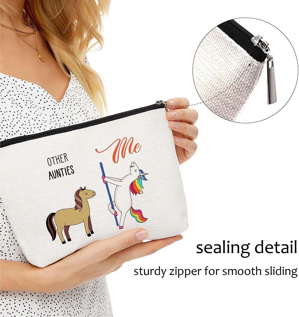 Luck This Fun Birthday Gifts for Women - Makeup Travel Case, Makeup Bag Gifts Retirement Gift, Anniversary Birthday Present, Commemorative Gift, White 0002, 9&Prime;W X 7&Prime;H image number 2