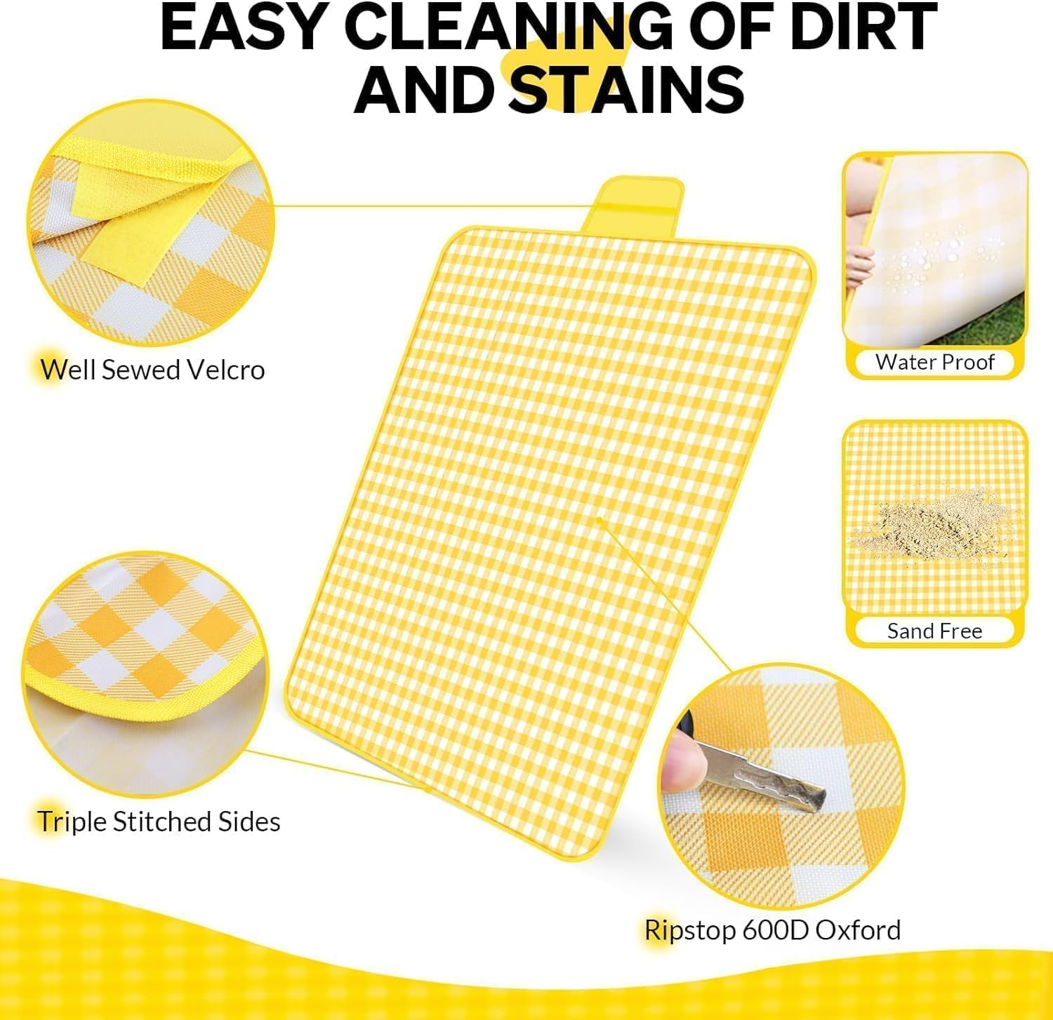 Outdoor Picnic Blanket Foldable Extra Large Beach Blanket Oversize 79''*79'' Waterproof Sandproof Camping Rug with Carry Strap Portable Mat for Travel Outdoor image number 4